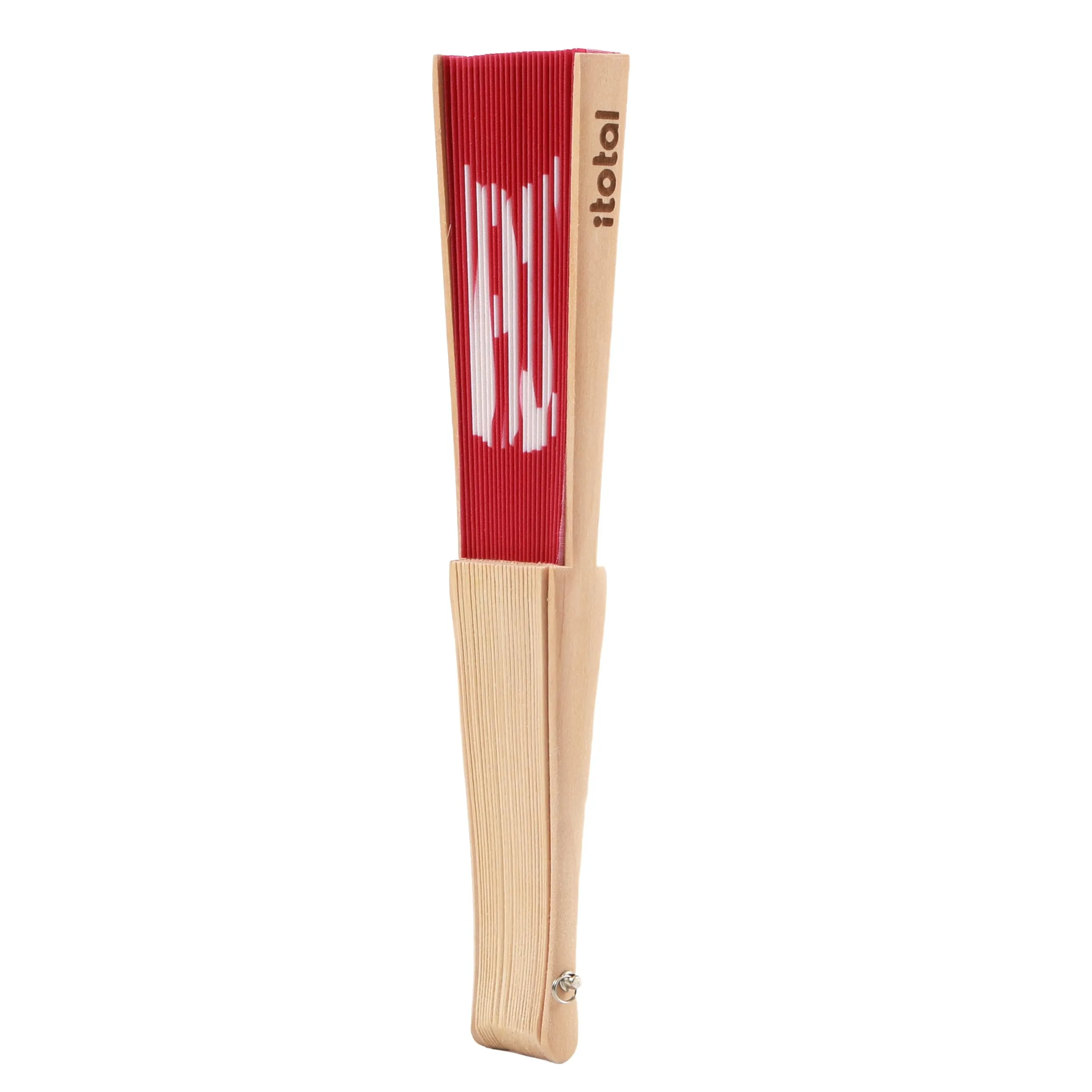 I-TOTAL Ventaglio a Mano in Legno e Tessuto, 42 x 23 cm (Troppo Caldo) - immagine 2