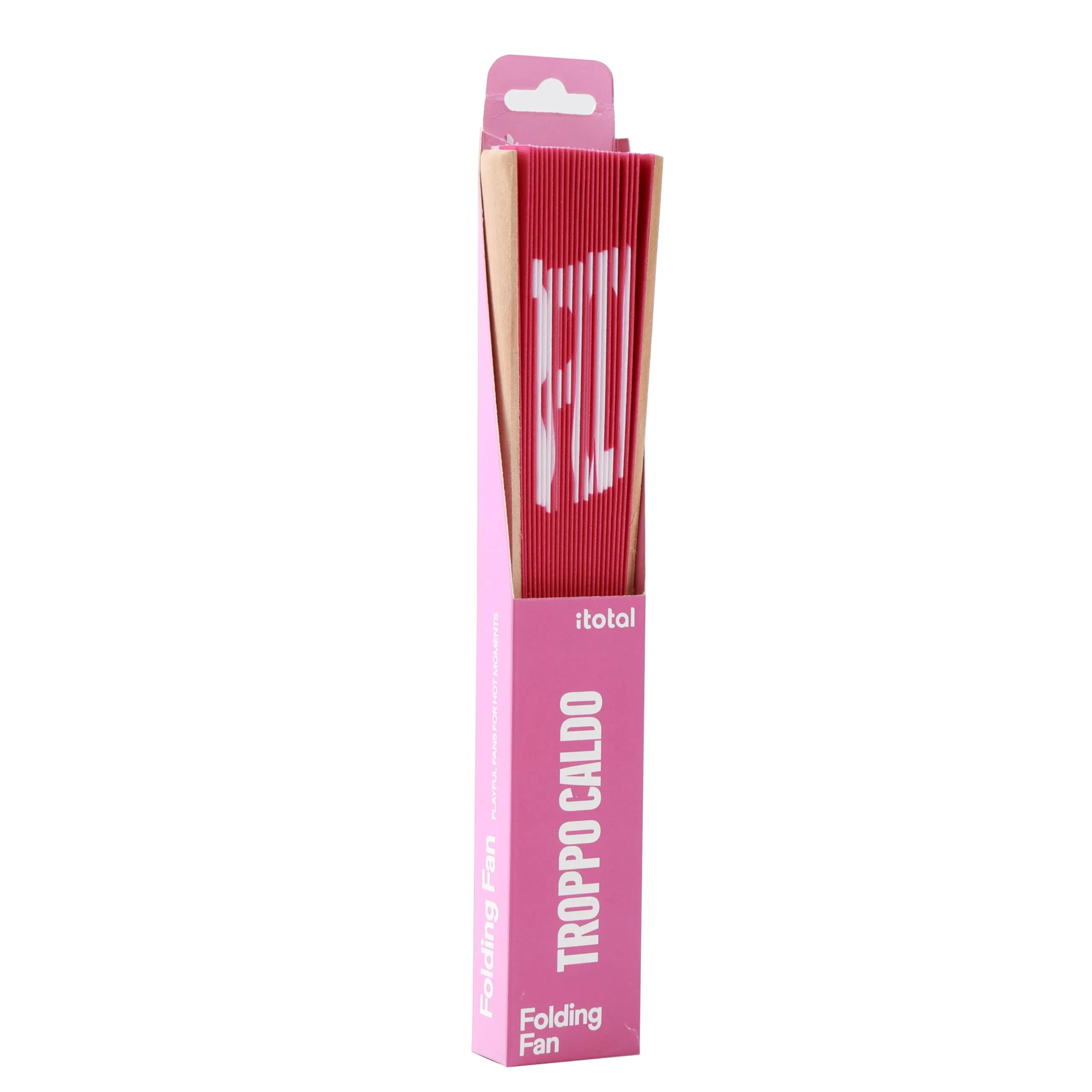 I-TOTAL Ventaglio a Mano in Legno e Tessuto, 42 x 23 cm (Troppo Caldo) - immagine 3