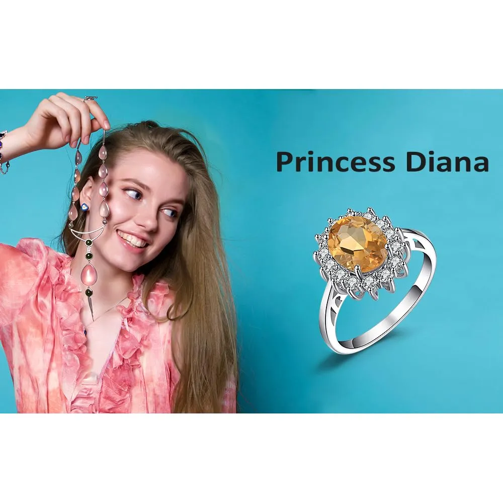 JewelryPalace Anello Halo Donna placcato oro bianco 14K Citrine Colored Nano Crystal, Misura 18.5 - immagine 6