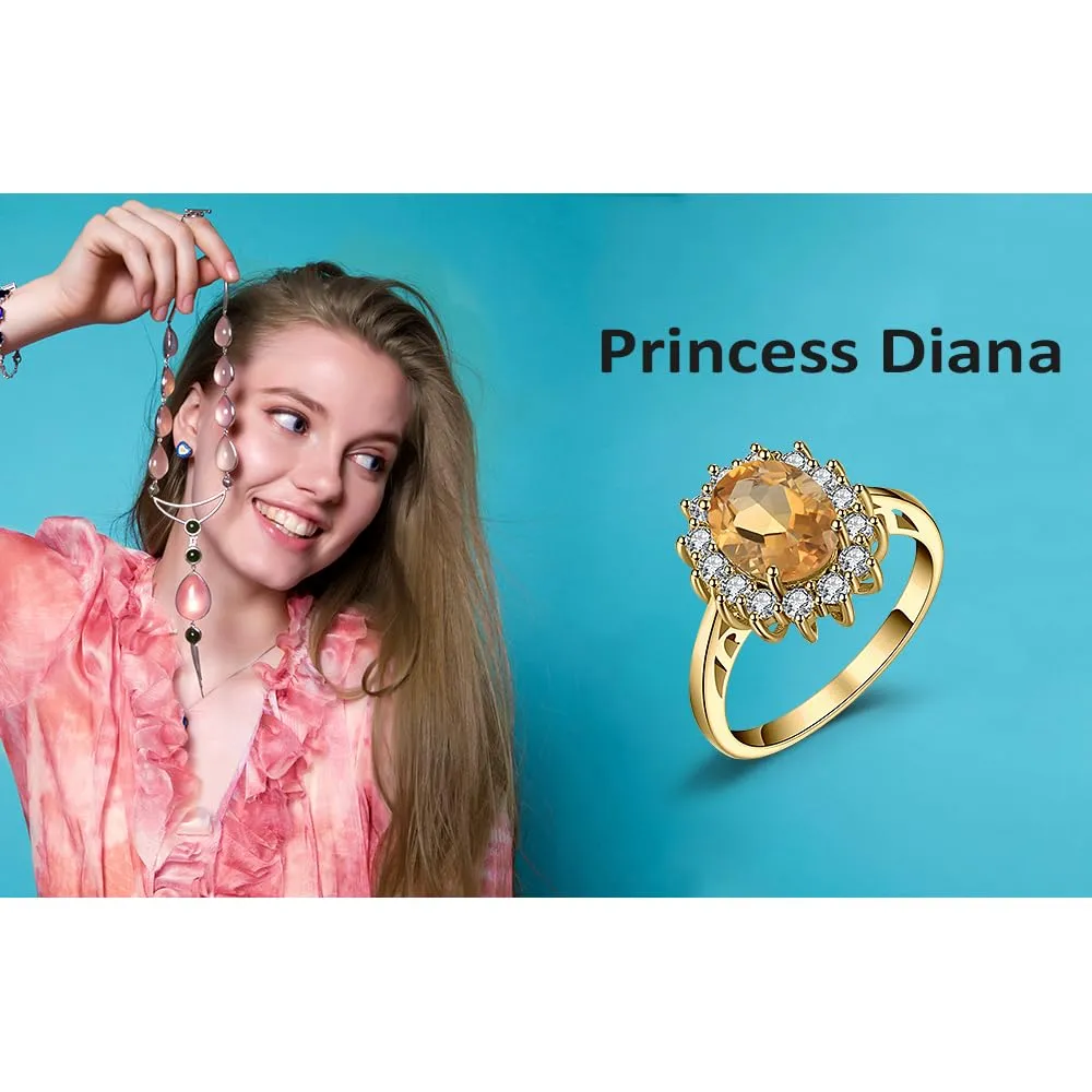 JewelryPalace Anello Halo Donna placcato oro giallo 14K Citrine Colored Nano Crystal - immagine 6