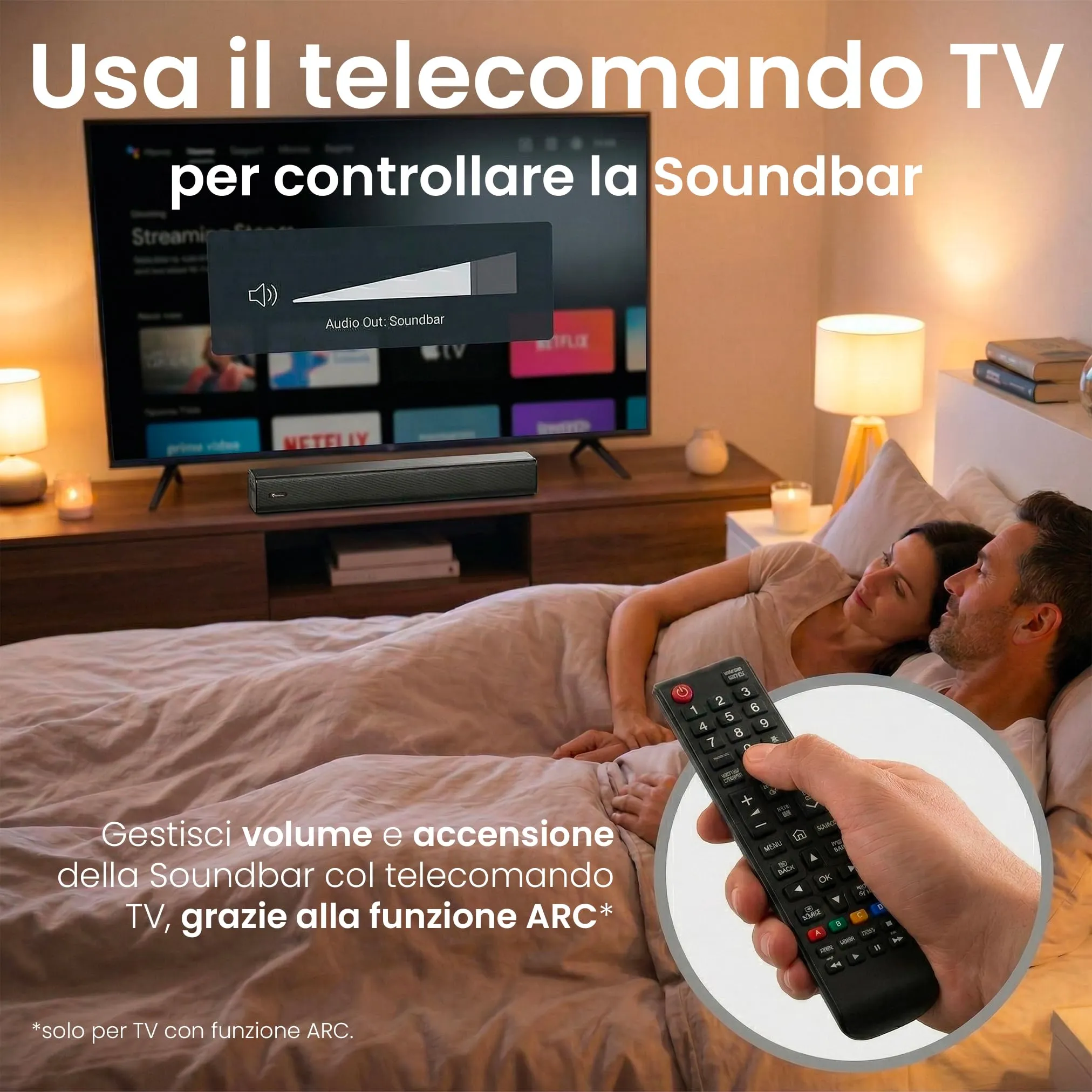 TECHMADE Soundbar TV 2.1 con Subwoofer Integrato, 80W, Bluetooth, HDMI ARC, AUX, Ottico - immagine 9