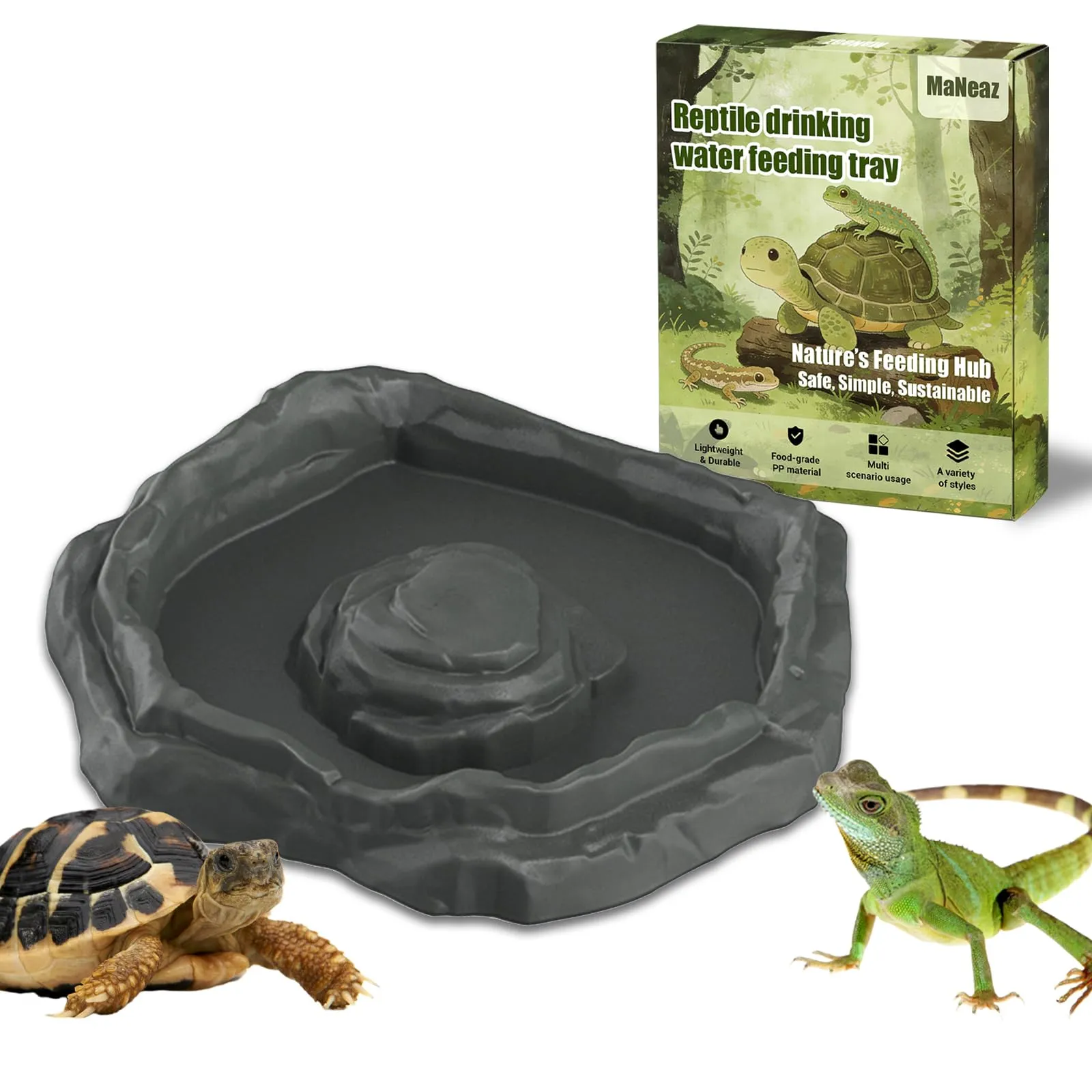 MaNeaz Ciotola Abbeveratoio e Bacino Alimentare per Tartarughe di Terra, Geco e Serpenti (E) - immagine 1