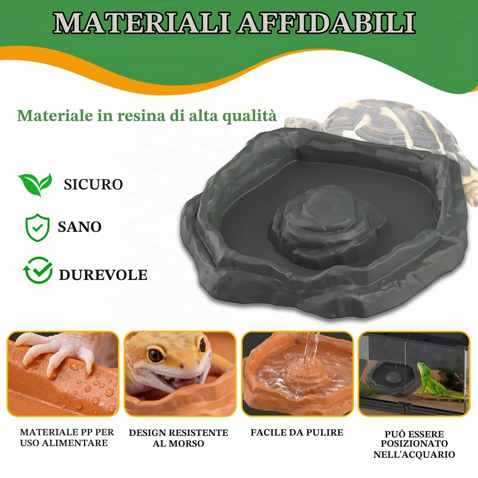 MaNeaz Ciotola Abbeveratoio e Bacino Alimentare per Tartarughe di Terra, Geco e Serpenti (E) - immagine 4