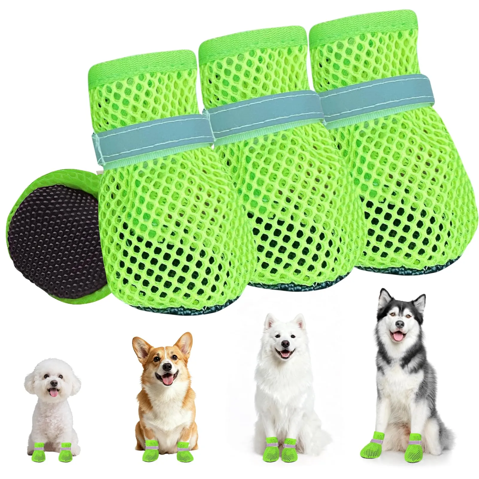 XIABYAYU Scarpe Estive Antiscivolo per Cani, Traspiranti, Verde L - immagine 1
