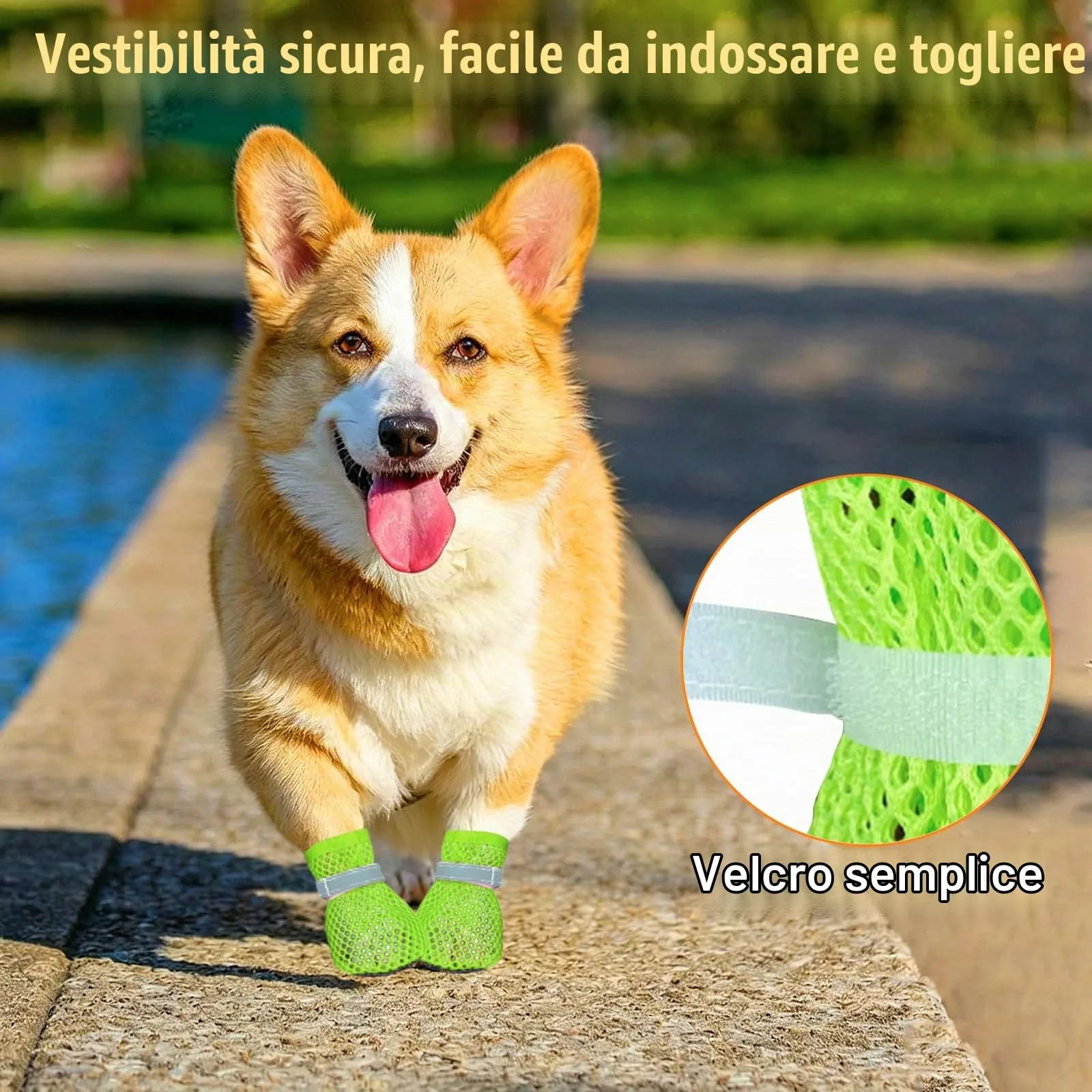 XIABYAYU Scarpe Estive Antiscivolo per Cani, Traspiranti, Verde L - immagine 3