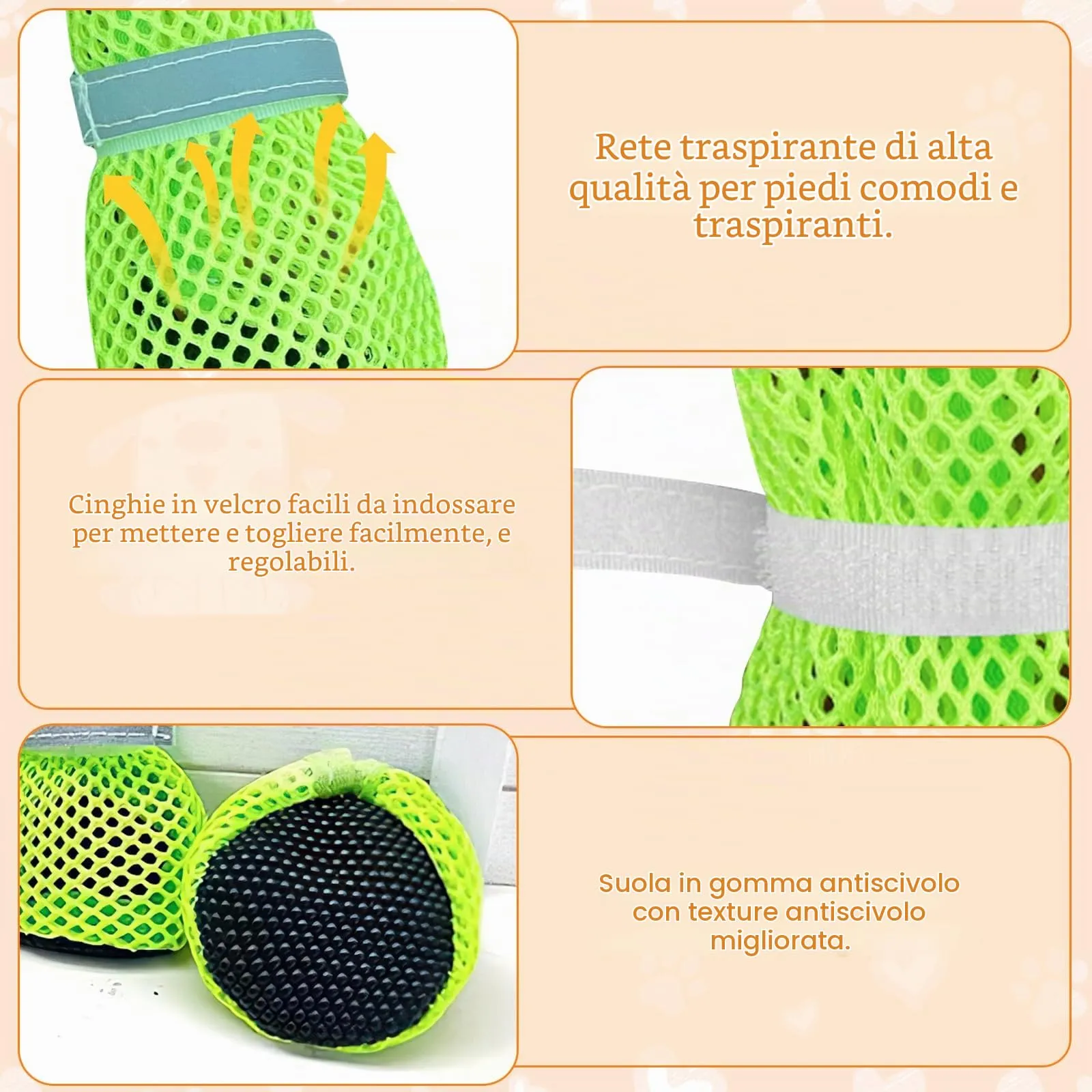 XIABYAYU Scarpe Estive Antiscivolo per Cani, Traspiranti, Verde L - immagine 6