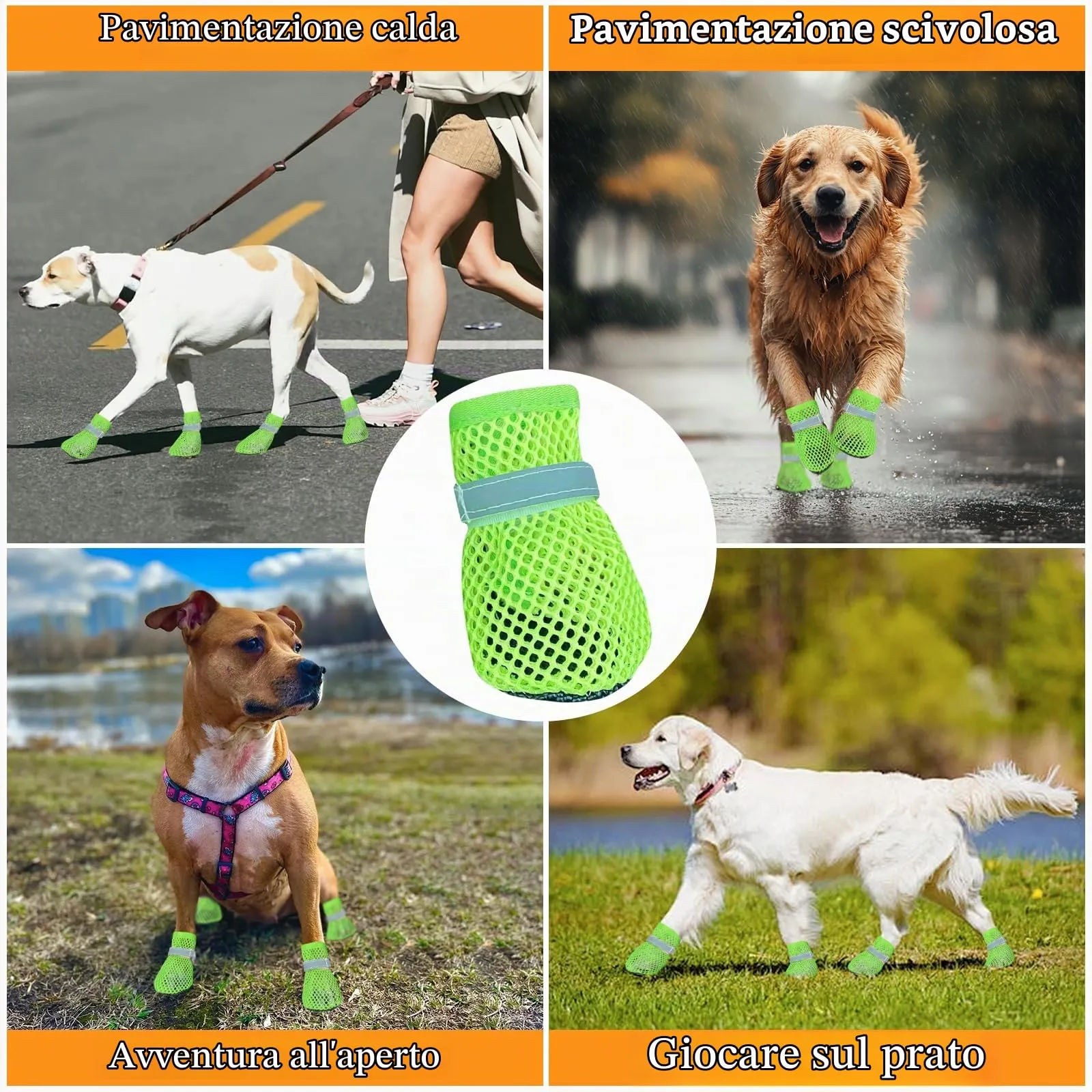 XIABYAYU Scarpe Estive Antiscivolo per Cani, Traspiranti, Verde L - immagine 8