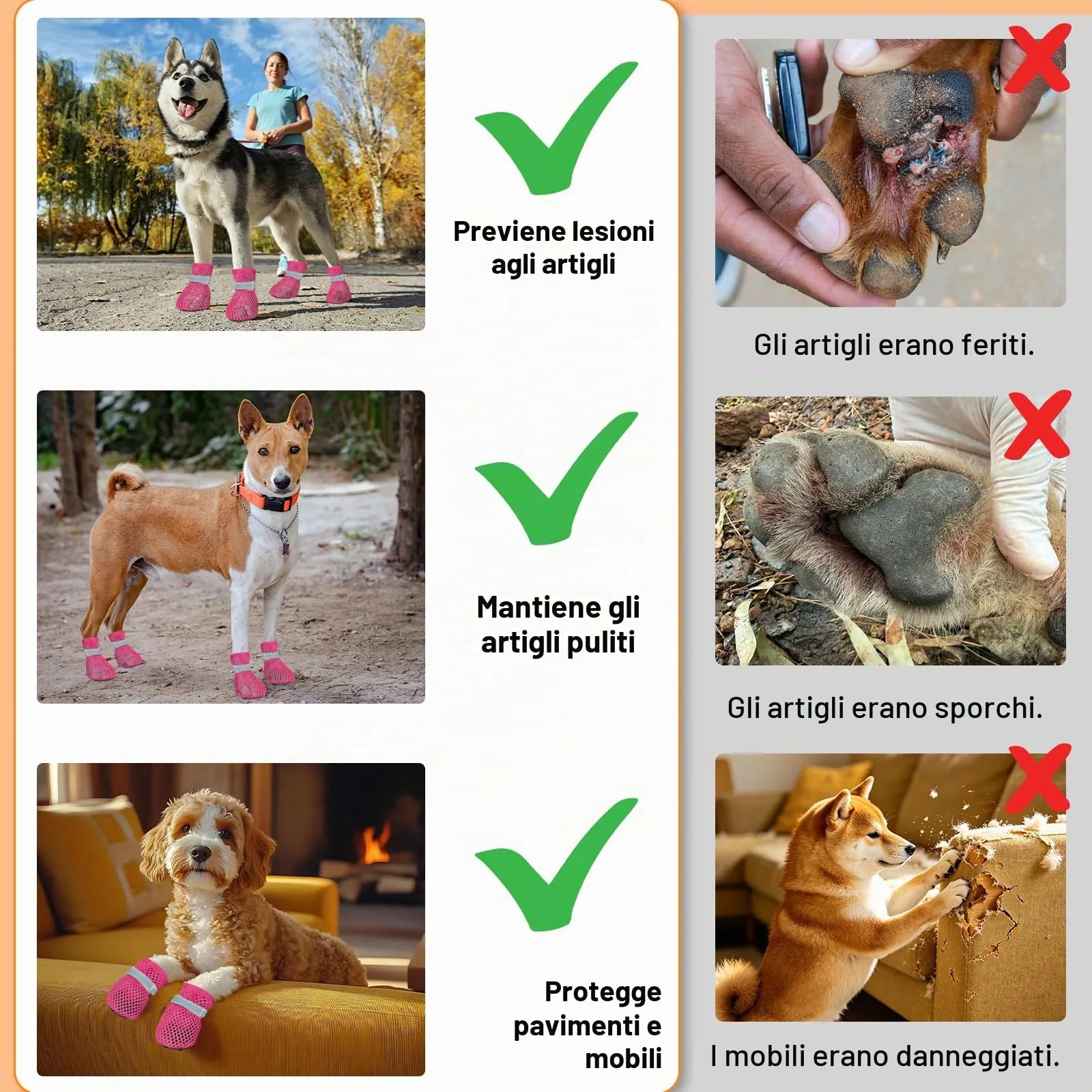 XIABYAYU Scarpe Estive per Cani Antiscivolo Traspiranti, Rosa, Taglia L (4 Pezzi) - immagine 5