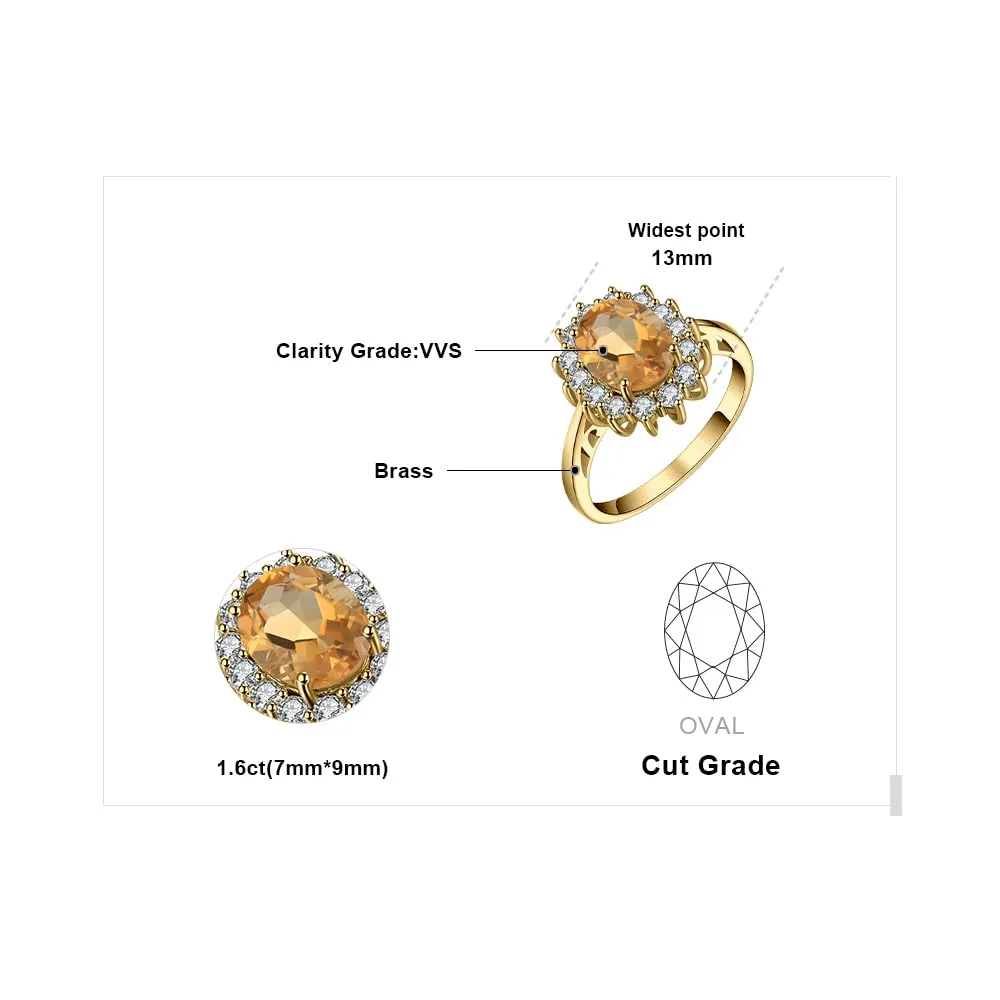 JewelryPalace Anello Halo Donna placcato oro giallo 14K Citrine Colored Nano Crystal - immagine 2