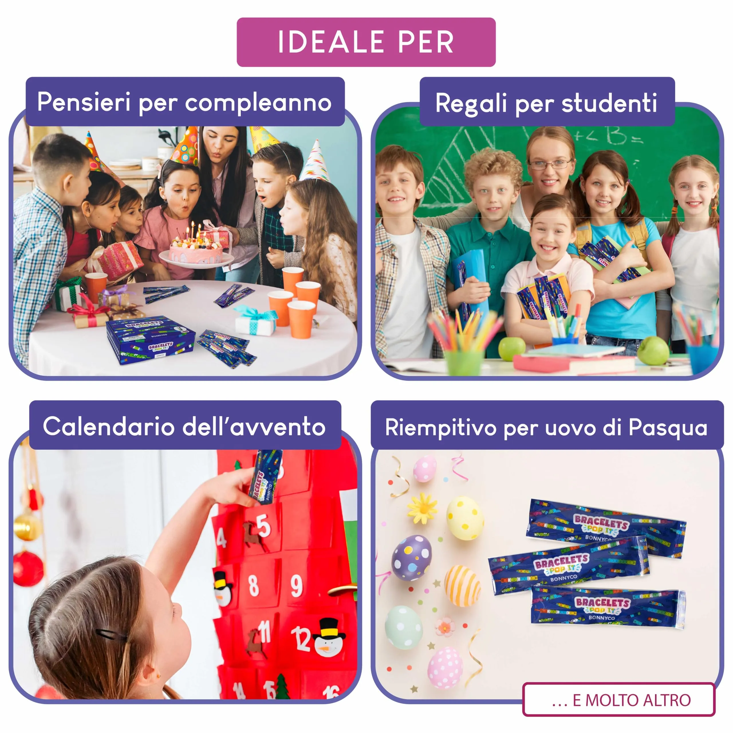 BONNYCO Pop It Braccialetti e Portachiavi, Set da 60 Pezzi, Multicolore - immagine 8