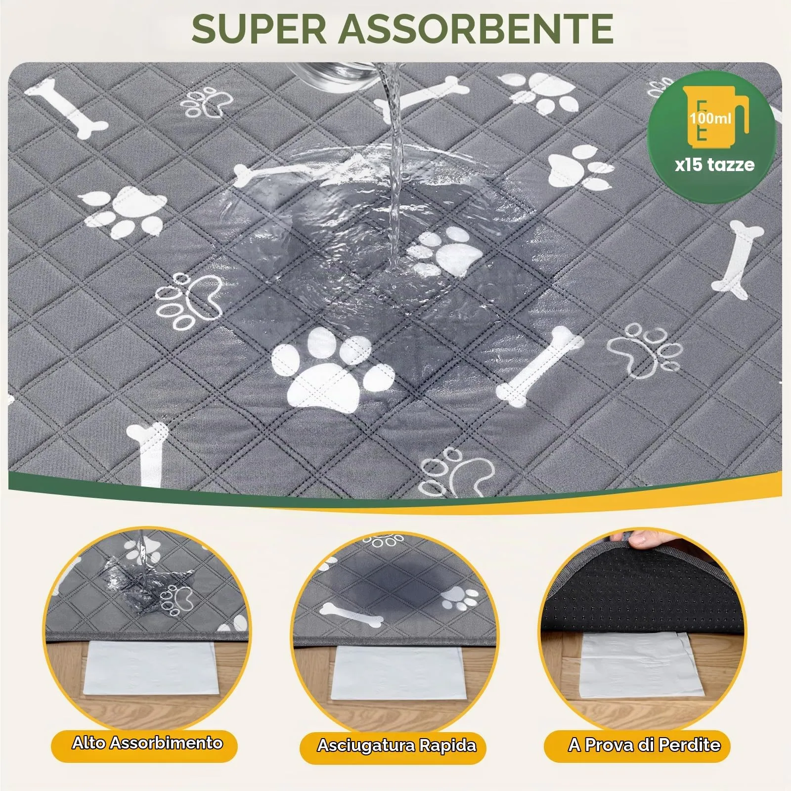 Gimars Tappetini Lavabili per Cani, 60×90 cm, 2 Pezzi, Riutilizzabili, Assorbenti e Antiscivolo - immagine 2