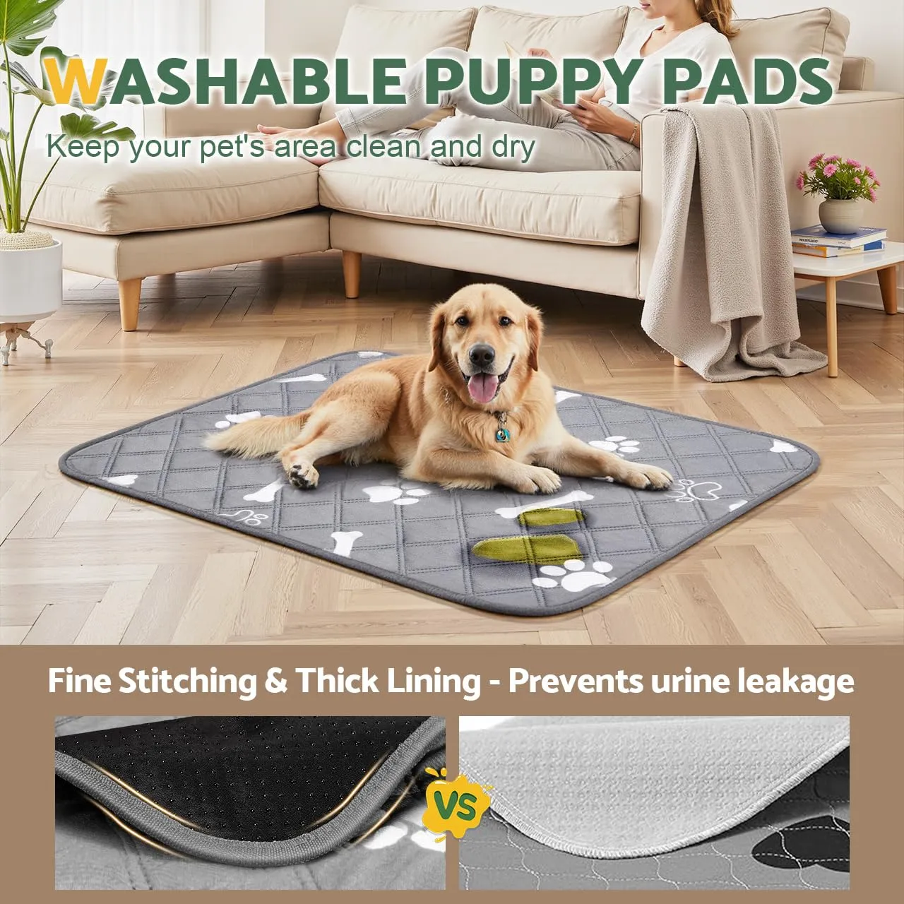 Gimars Tappetini Lavabili per Cani, 60×90 cm, 2 Pezzi, Riutilizzabili, Assorbenti e Antiscivolo - immagine 4