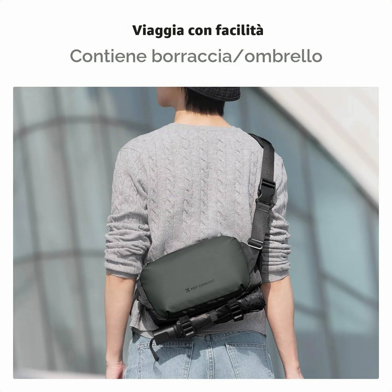 K&F Concept Borsa Foto Tracolla Impermeabile Antiurto Verde KF13.188V1 - immagine 5