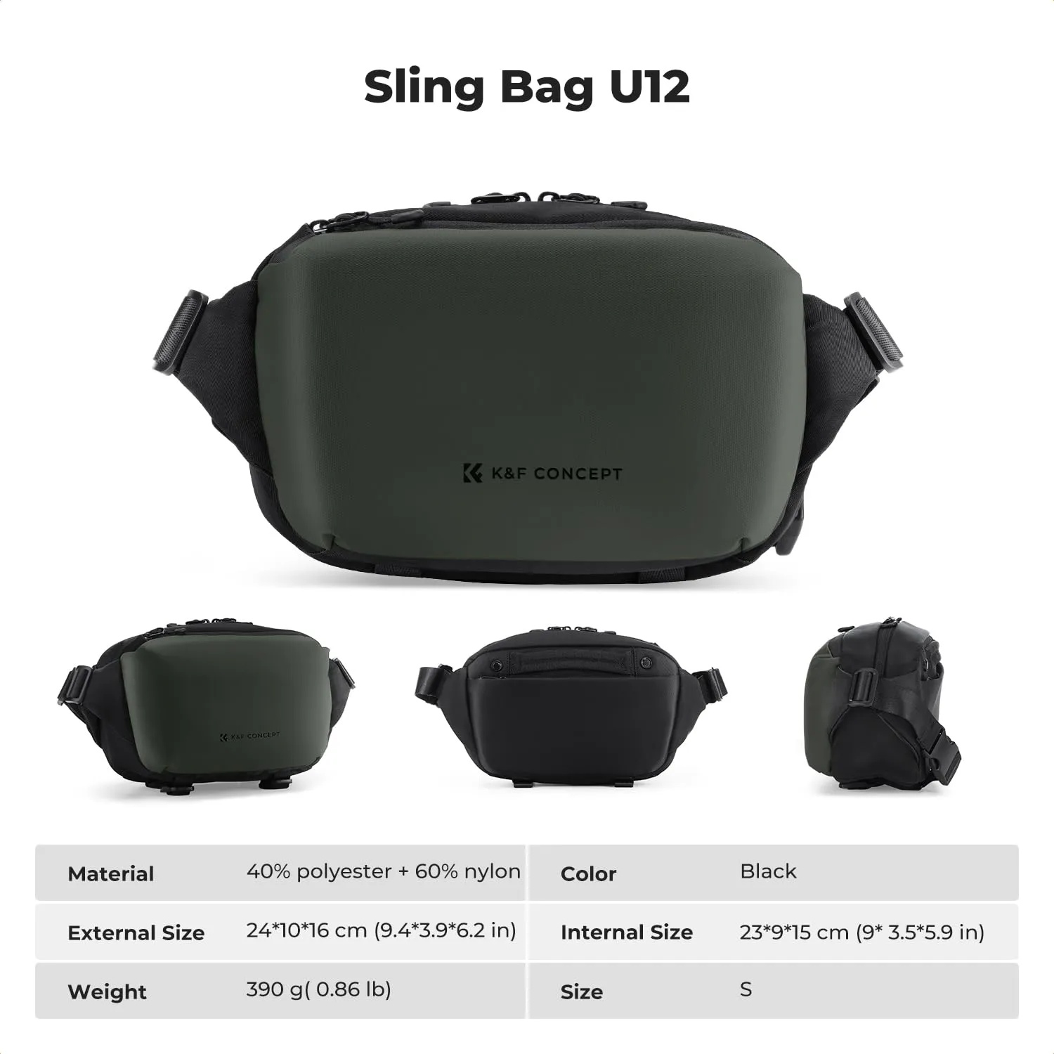 K&F Concept Borsa Foto Tracolla Impermeabile Antiurto Verde KF13.188V1 - immagine 7