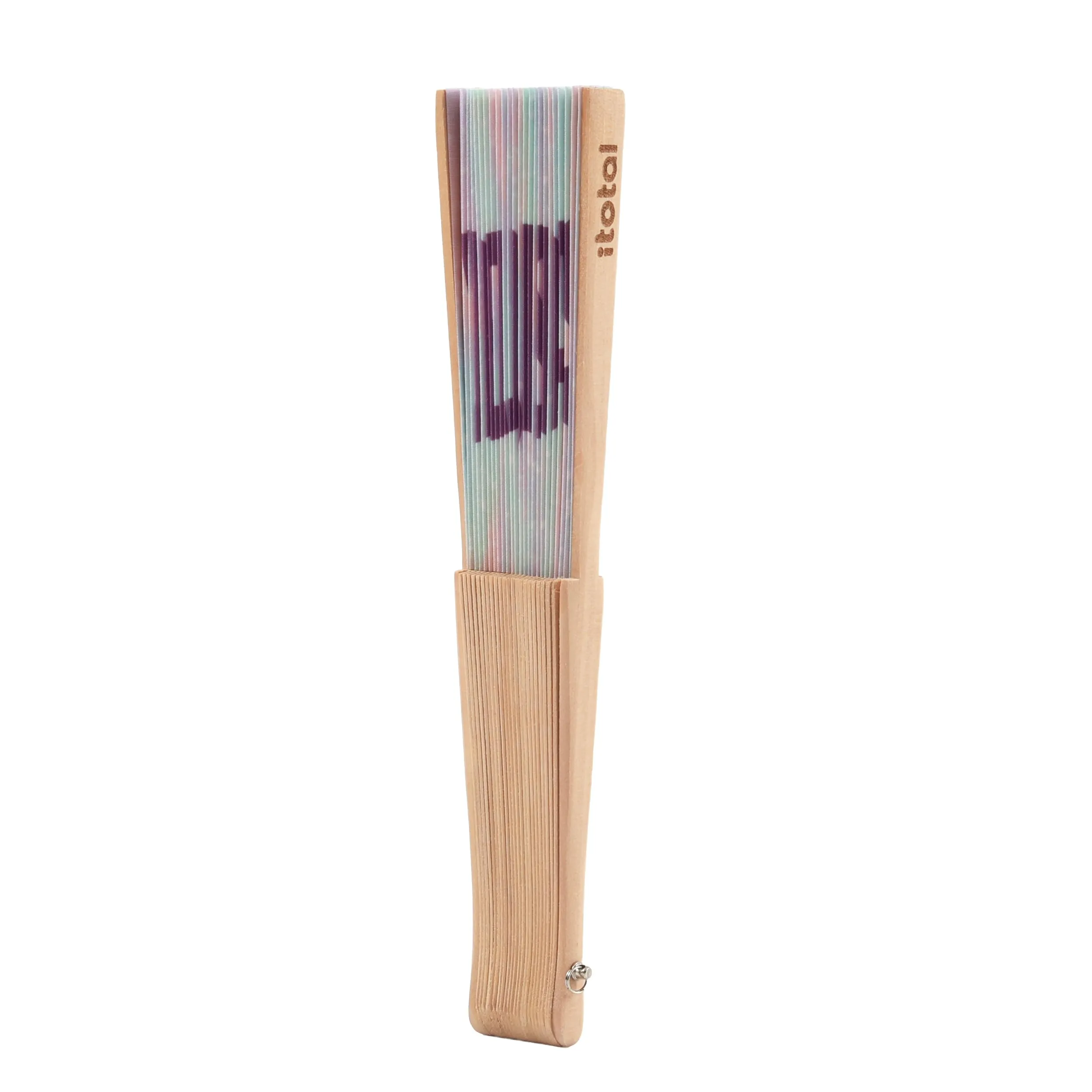I-TOTAL Ventaglio a Mano in Legno e Tessuto, 42 x 23 cm (Yo Brillo Tu Sudas) - immagine 2