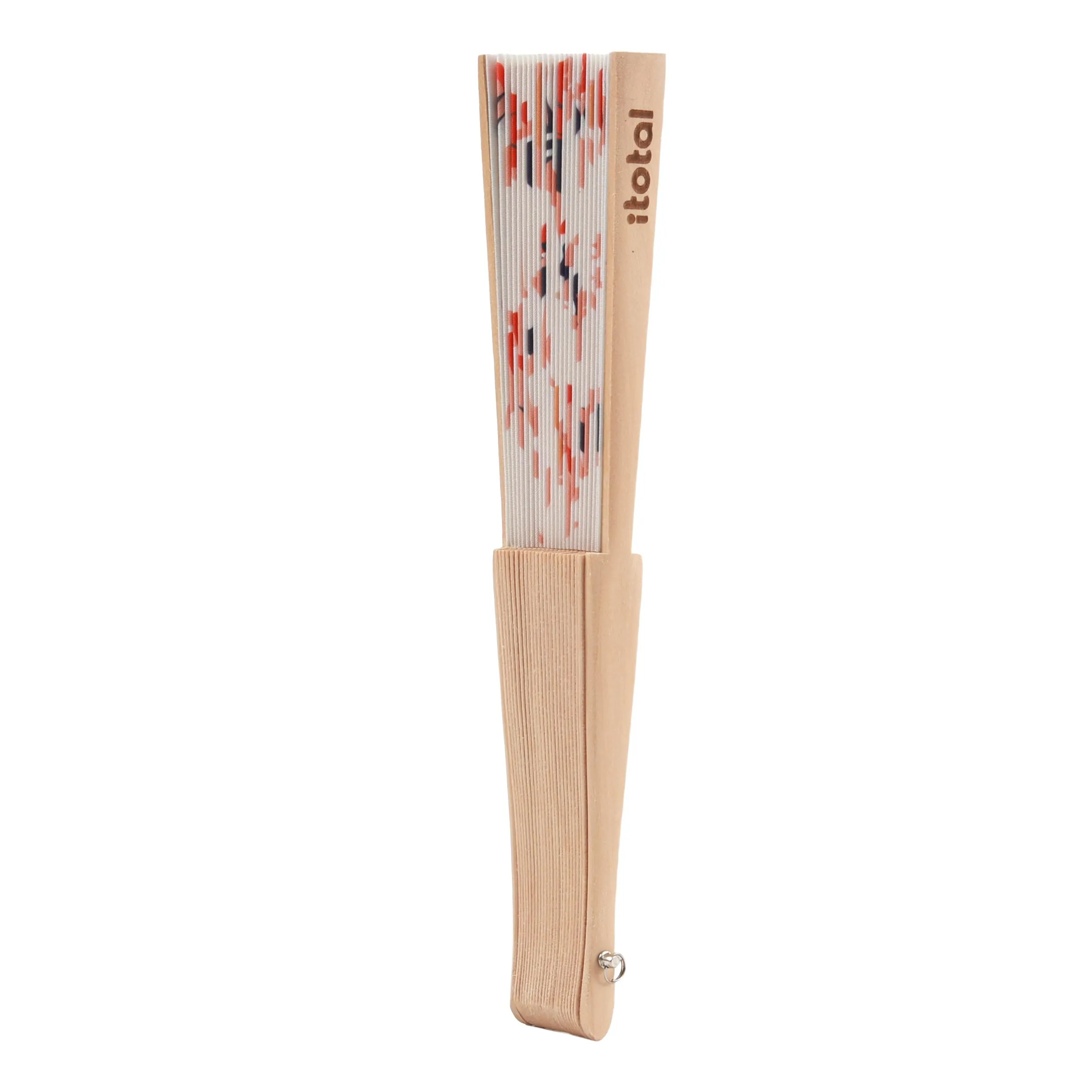 I-TOTAL Ventaglio a Mano in Legno e Tessuto, 42 x 23 cm, Beach - immagine 2