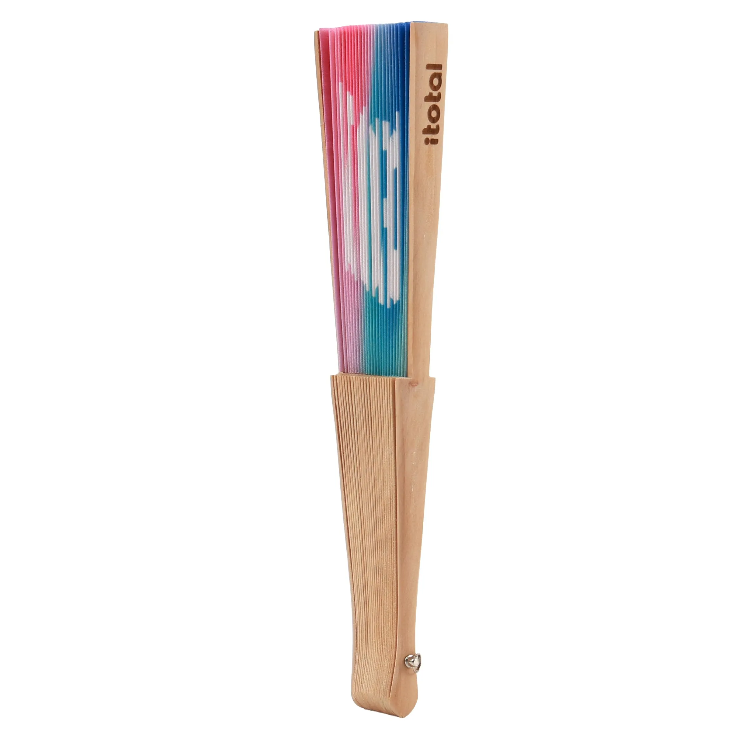 I-TOTAL Ventaglio a Mano in Legno e Tessuto, 42 x 23 cm, Out Of Office - immagine 2
