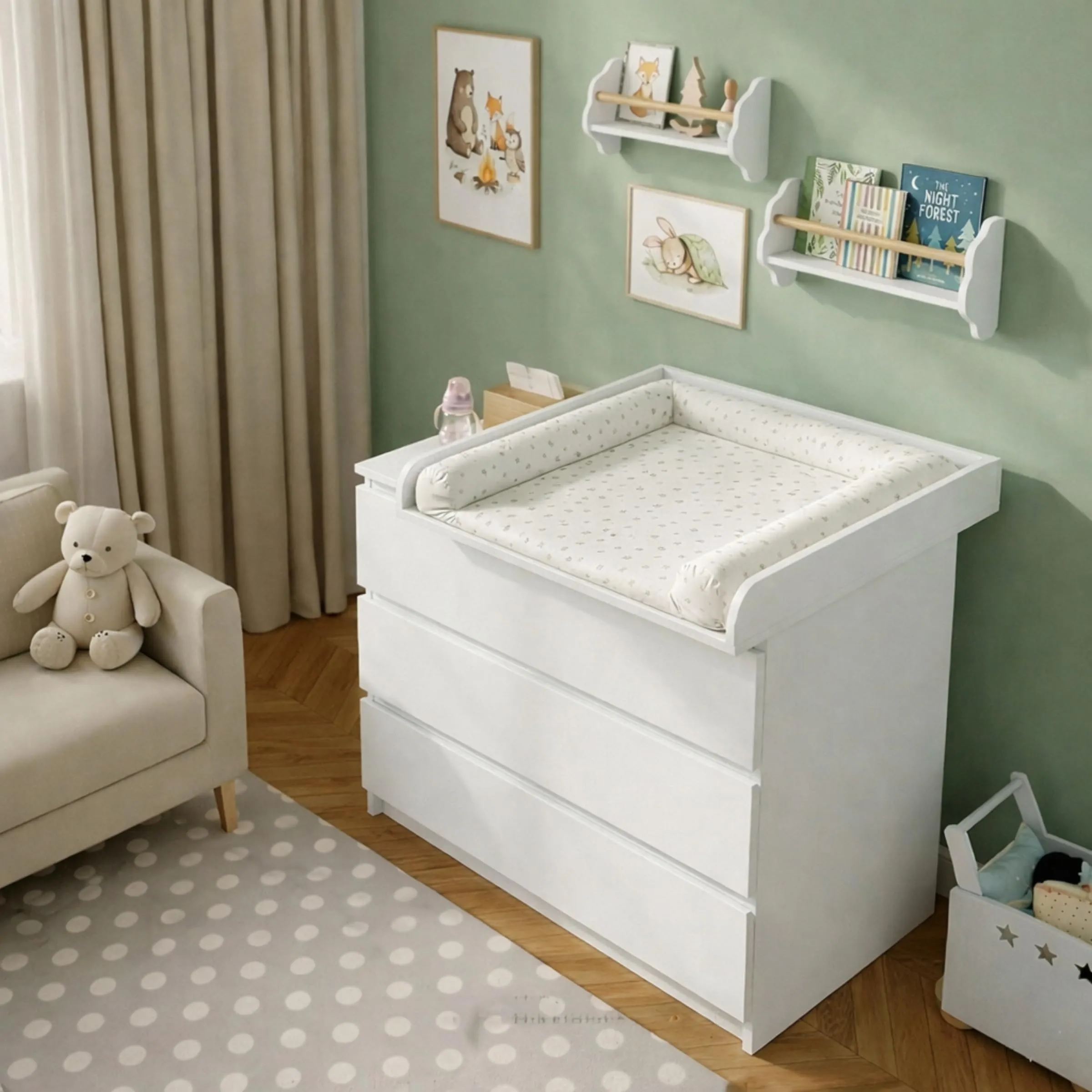 ComfortCove Fasciatoio per Comò, Sponde Arrotondate, 53,2 x 70 cm, Bianco - immagine 3