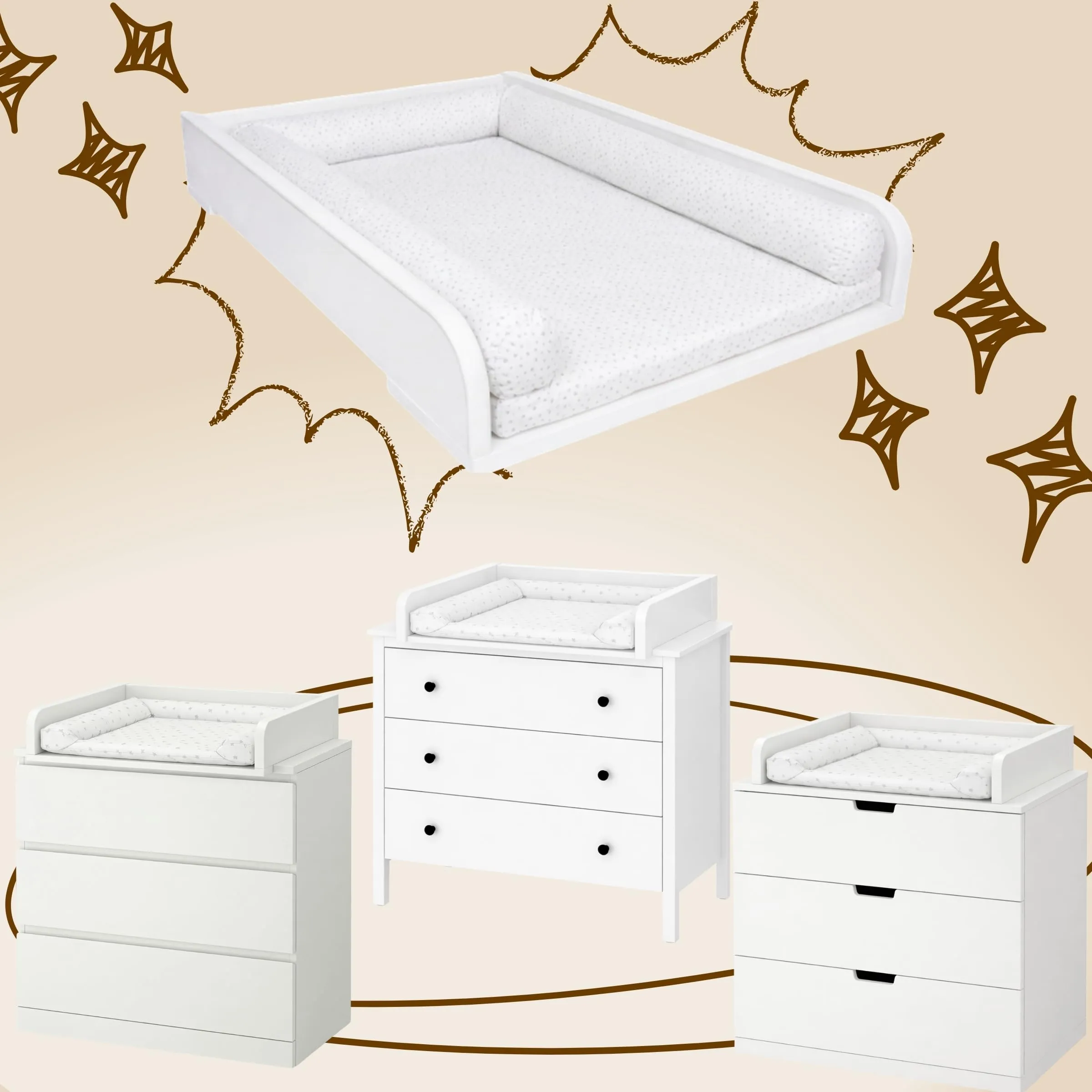 ComfortCove Fasciatoio per Comò, Sponde Arrotondate, 53,2 x 70 cm, Bianco - immagine 4