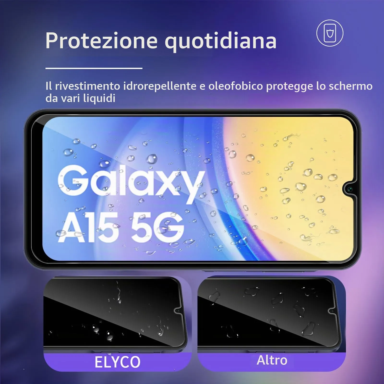ELYCO Vetro Temperato Privacy per Samsung Galaxy A15 4G/5G, 2+2 Pezzi - immagine 4