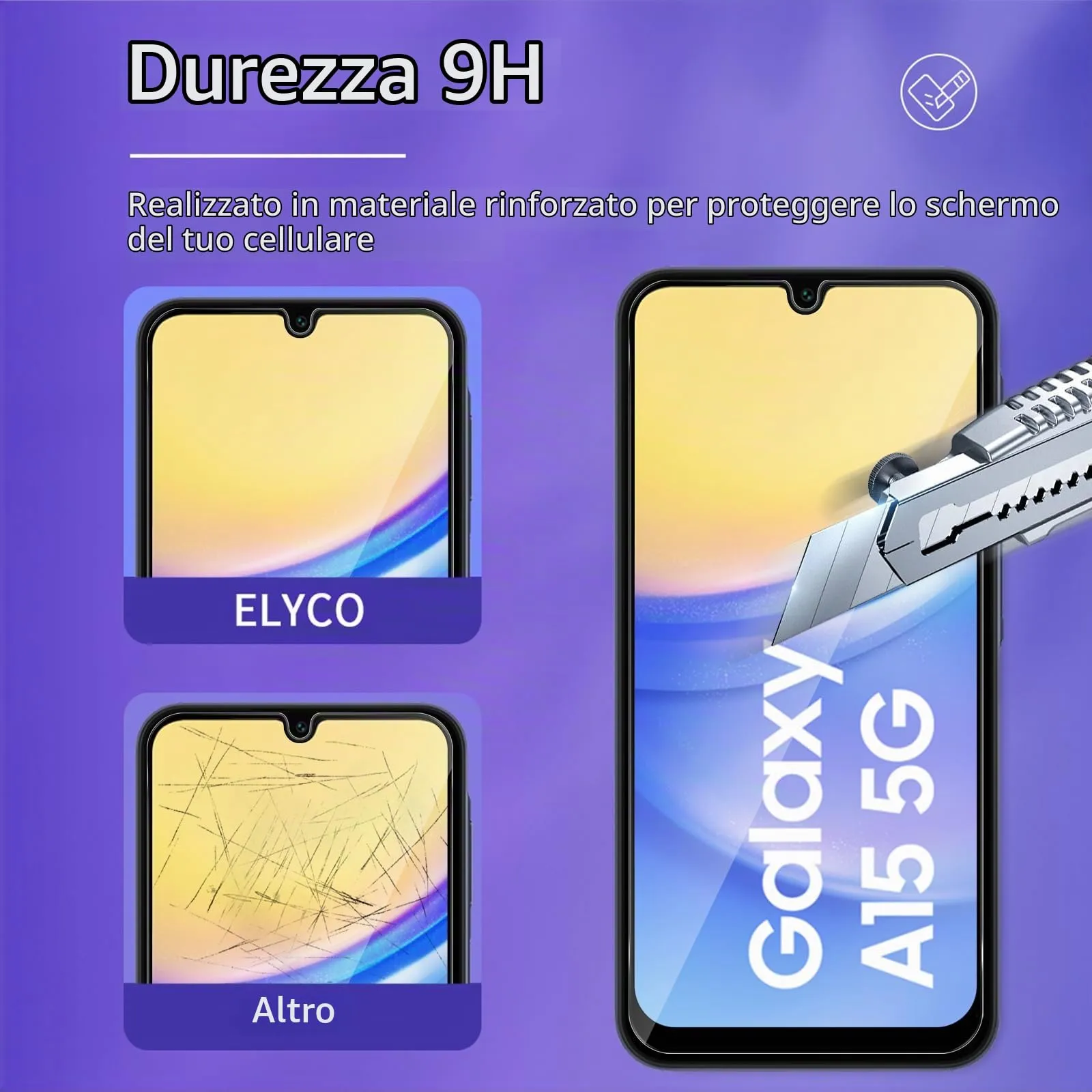 ELYCO Vetro Temperato Privacy per Samsung Galaxy A15 4G/5G, 2+2 Pezzi - immagine 5
