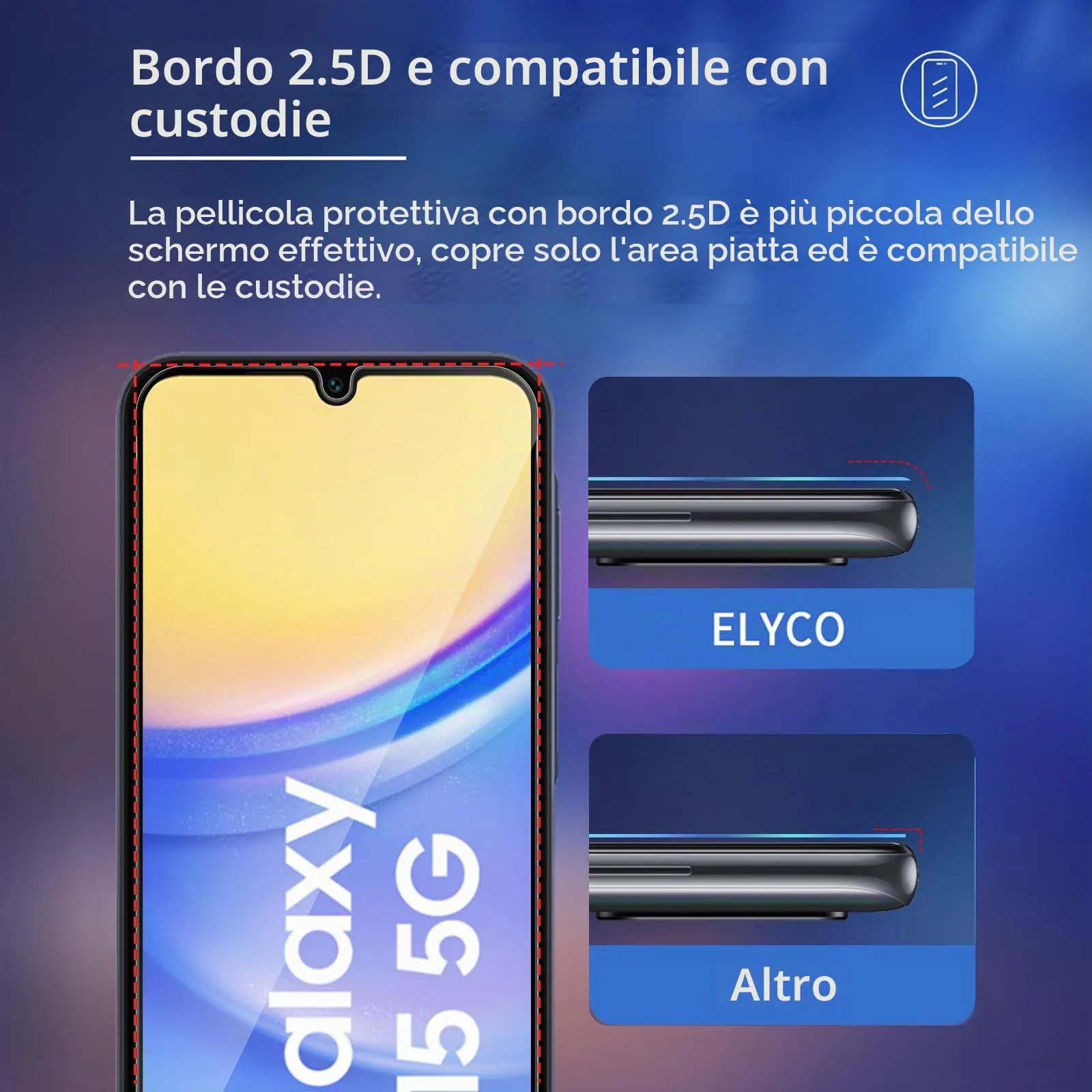 ELYCO Vetro Temperato Privacy per Samsung Galaxy A15 4G/5G, 2+2 Pezzi - immagine 7