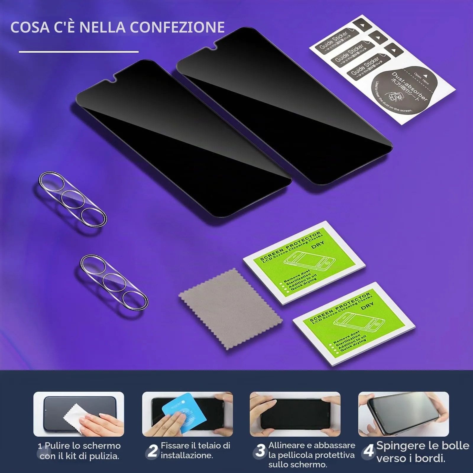 ELYCO Vetro Temperato Privacy per Samsung Galaxy A15 4G/5G, 2+2 Pezzi - immagine 8