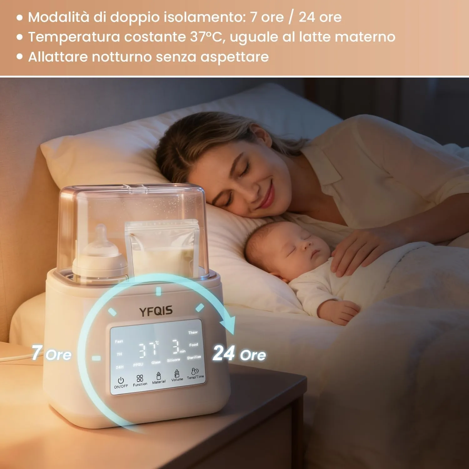 YFQIS Scaldabiberon e Sterilizzatore Biberon 10 in 1, 230W con Display LCD e Timer - immagine 4