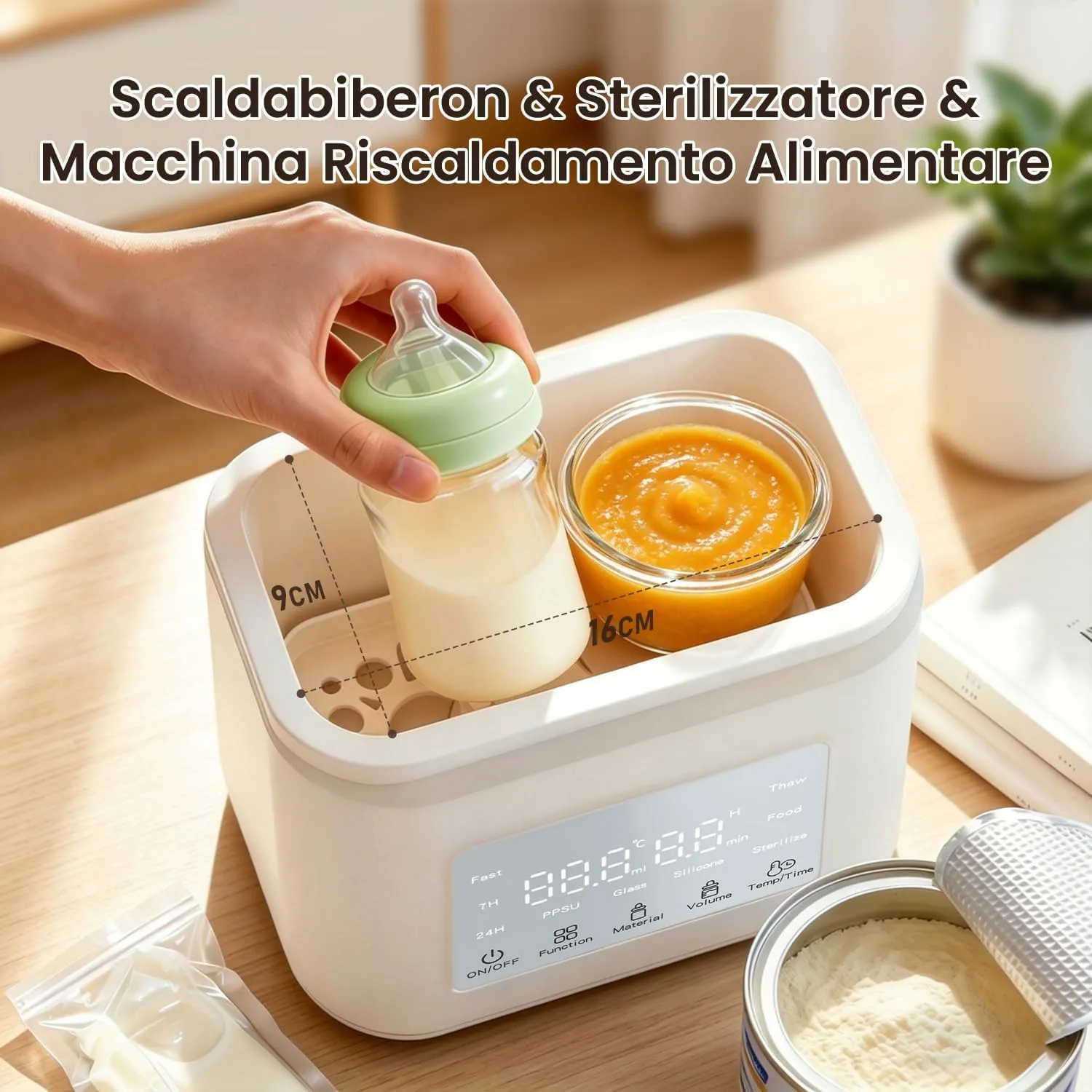 YFQIS Scaldabiberon e Sterilizzatore Biberon 10 in 1, 230W con Display LCD e Timer - immagine 8