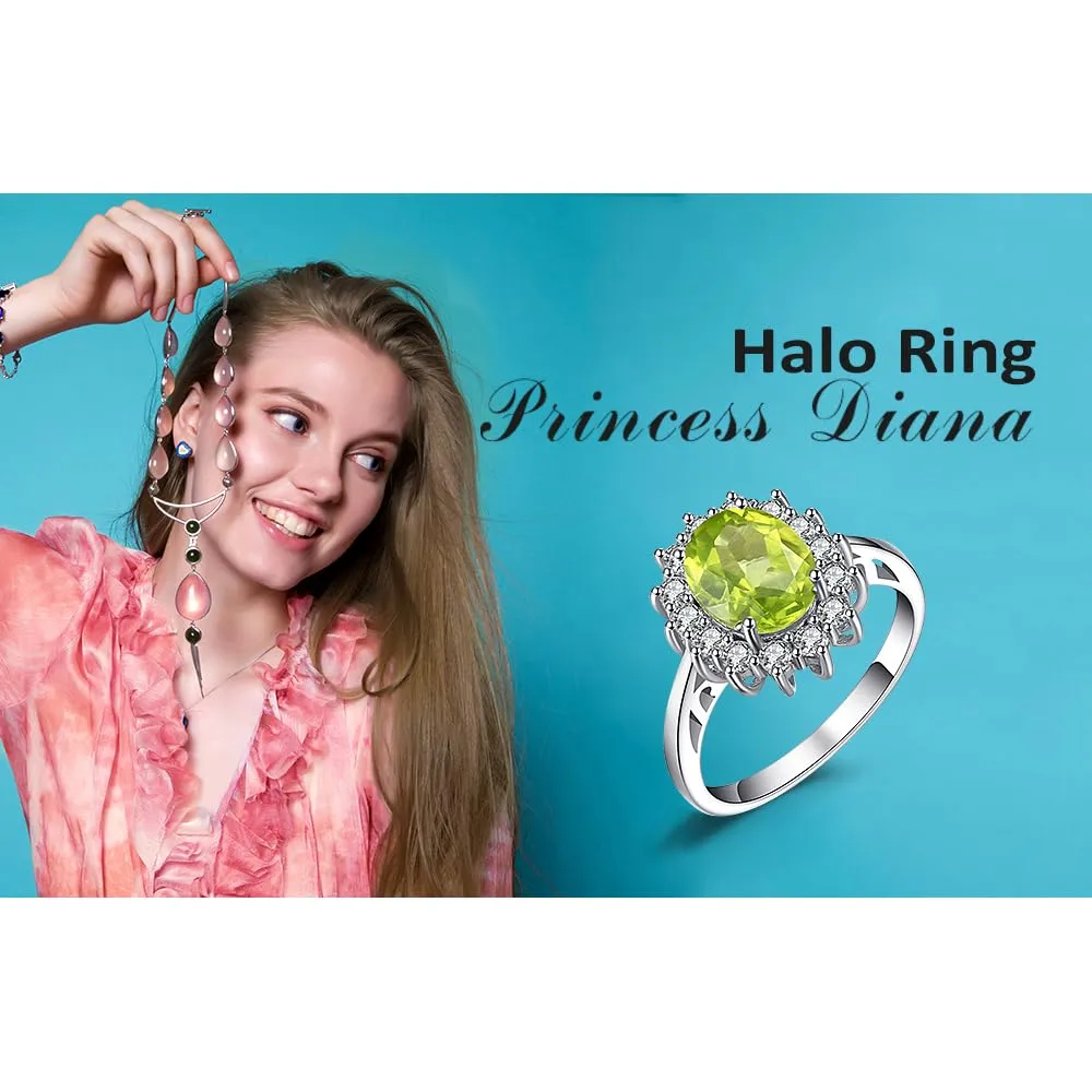 JewelryPalace Anello Halo Donna in Oro Bianco 14K con Peridoto Verde Naturale e Zirconi, Misura 19.5 - immagine 6