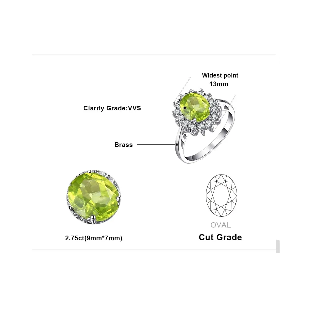 JewelryPalace Anello Halo Donna in Oro Bianco 14K Placcato con Peridoto Verde Naturale e Zirconi, Misura 14.5 - immagine 2