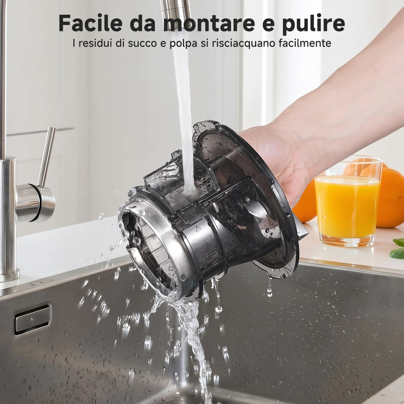 AMZCHEF Estrattore di Succo a Freddo, Bocca Larga 158 mm, 2.5 L, 2 Filtri per Succo e Gelato - immagine 3