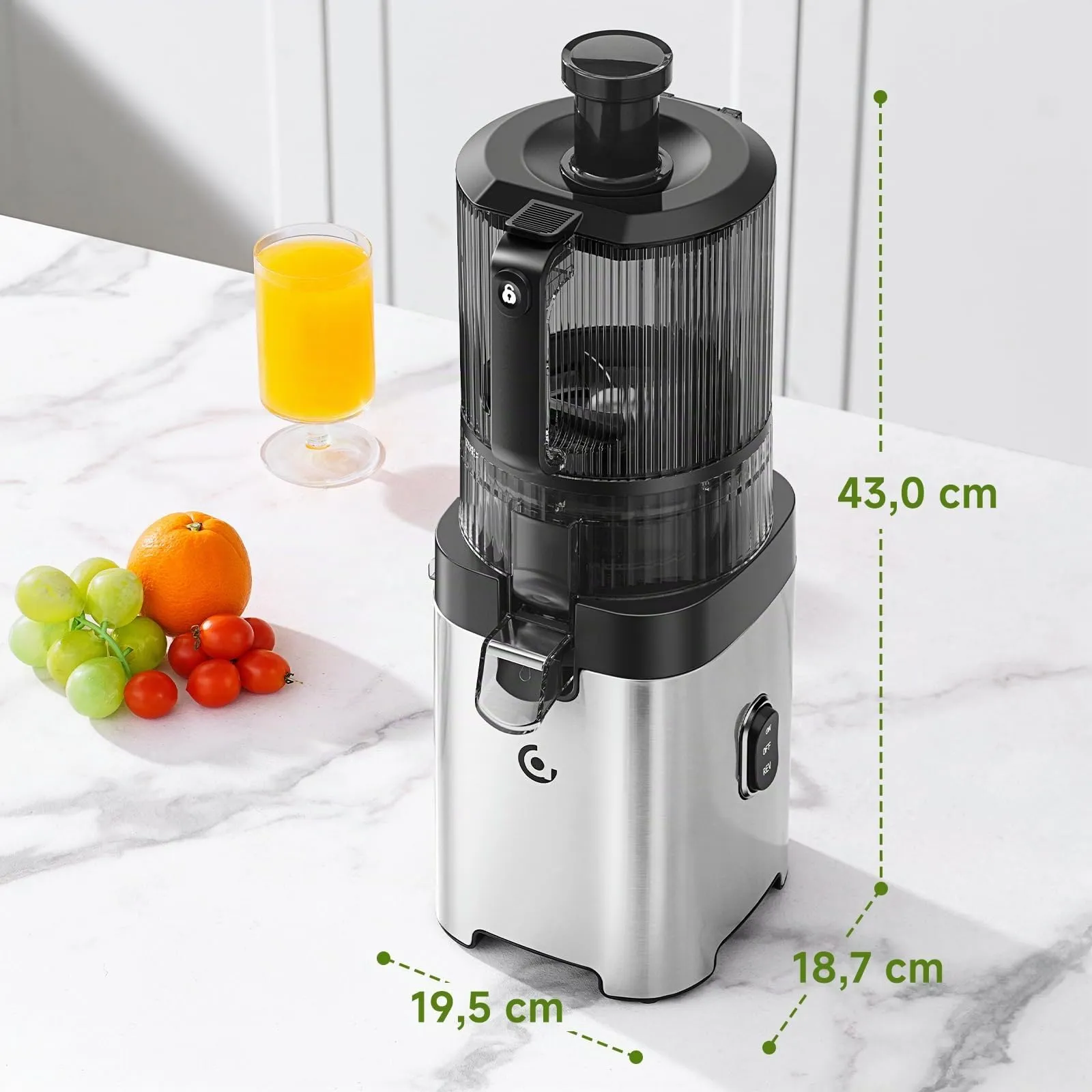 AMZCHEF Estrattore di Succo a Freddo, Bocca Larga 158 mm, 2.5 L, 2 Filtri per Succo e Gelato - immagine 8
