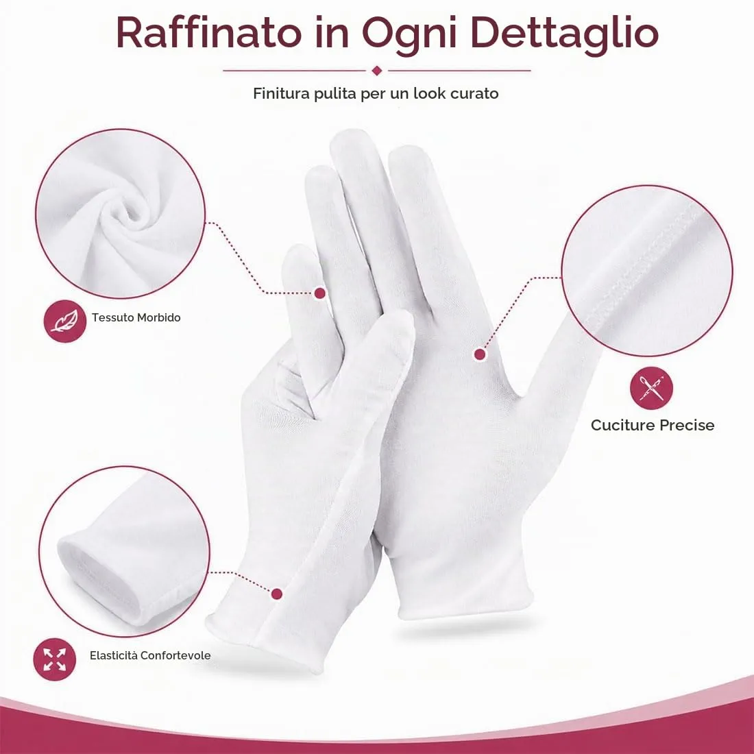 ZENQARI Guanti di Cotone Idratanti, 8 Paia, 9x21 cm, Bianco - immagine 5