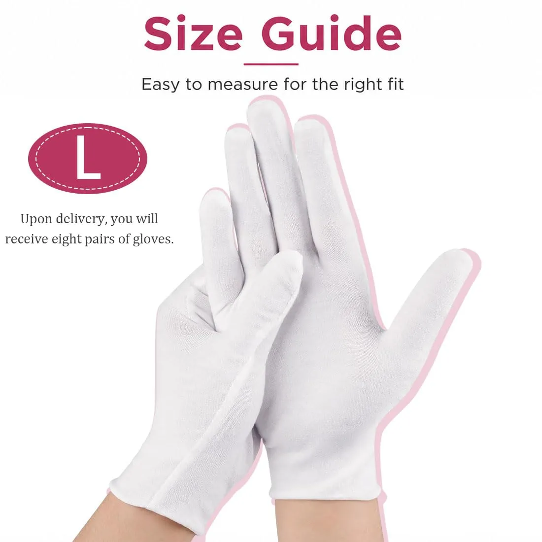 ZENQARI Guanti di Cotone Idratanti, 8 Paia, 9x21 cm, Bianco - immagine 6