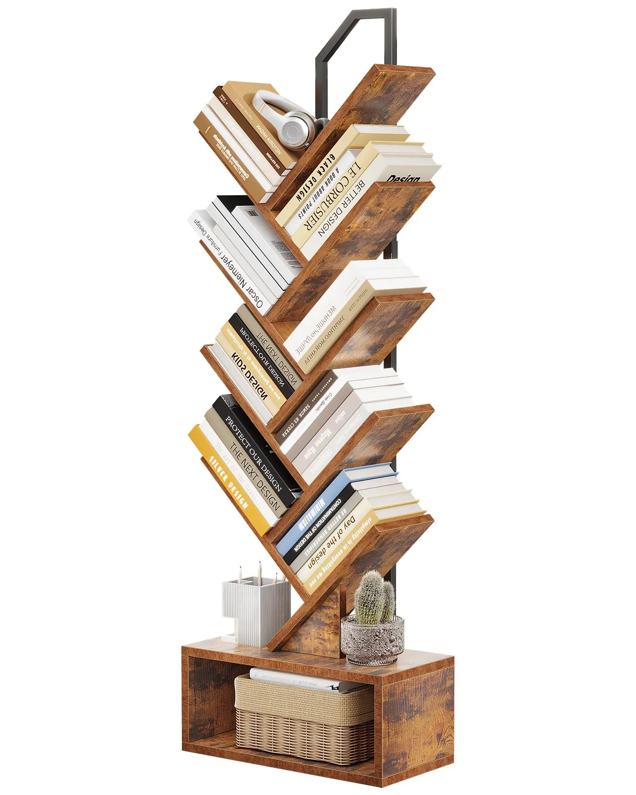 Coleshome Libreria ad Albero, Scaffale a 8 Ripiani, 115cm, Marrone - immagine 1