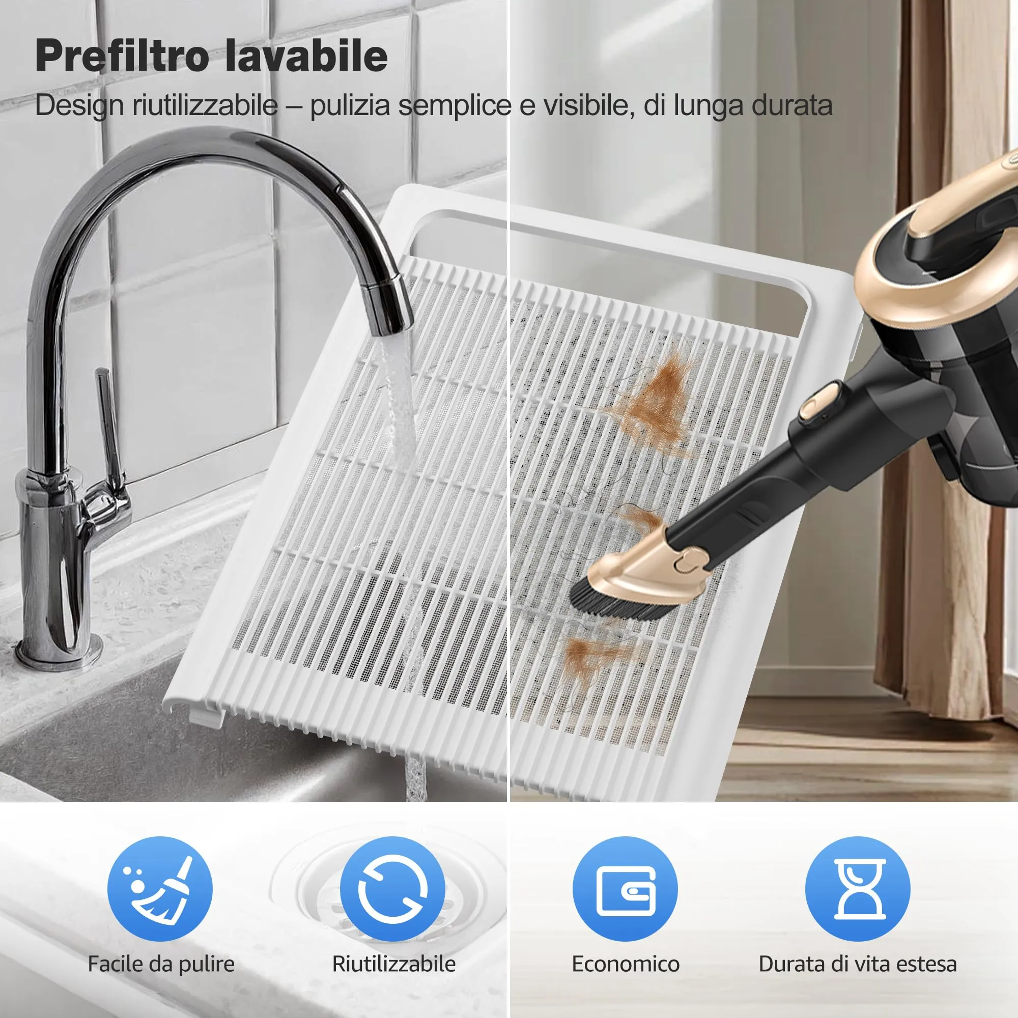 KNKA Purificatore d'Aria con Filtro HEPA e Sensore Intelligente, fino a 120m², Bianco - immagine 9