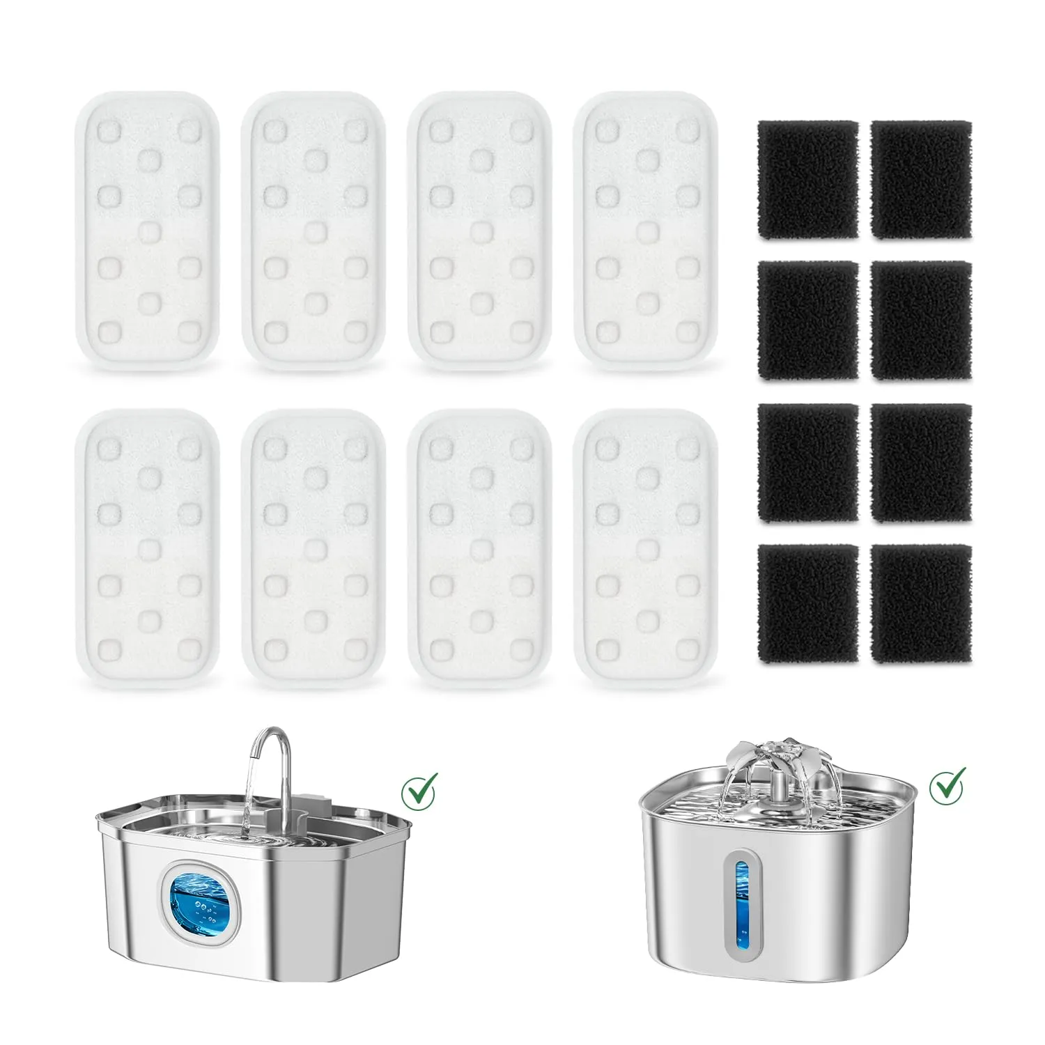 APAUK Filtri e Spugne di Ricambio (16 pezzi), compatibili con fontanella per gatti APFSS-3201 AP-WF-LC01 - immagine 1