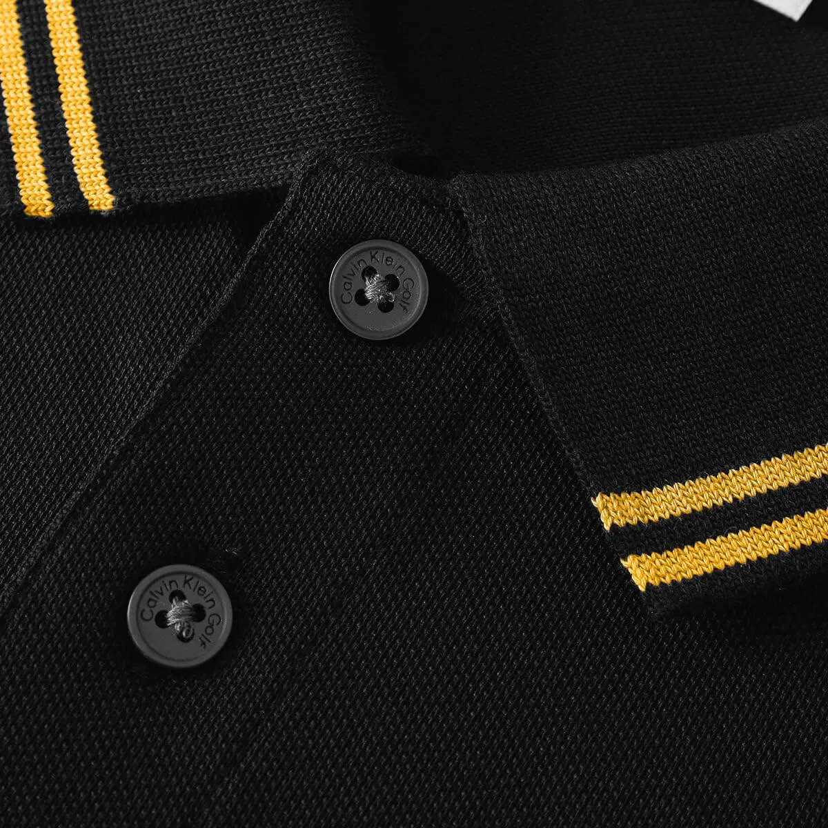 Calvin Klein Polo da Uomo con Profili a Contrasto - Nero/Oro - M - immagine 5