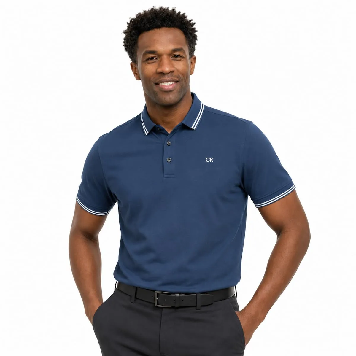 Calvin Klein Polo da Uomo con Profili a Contrasto - Dark Denim - 4XL - immagine 2