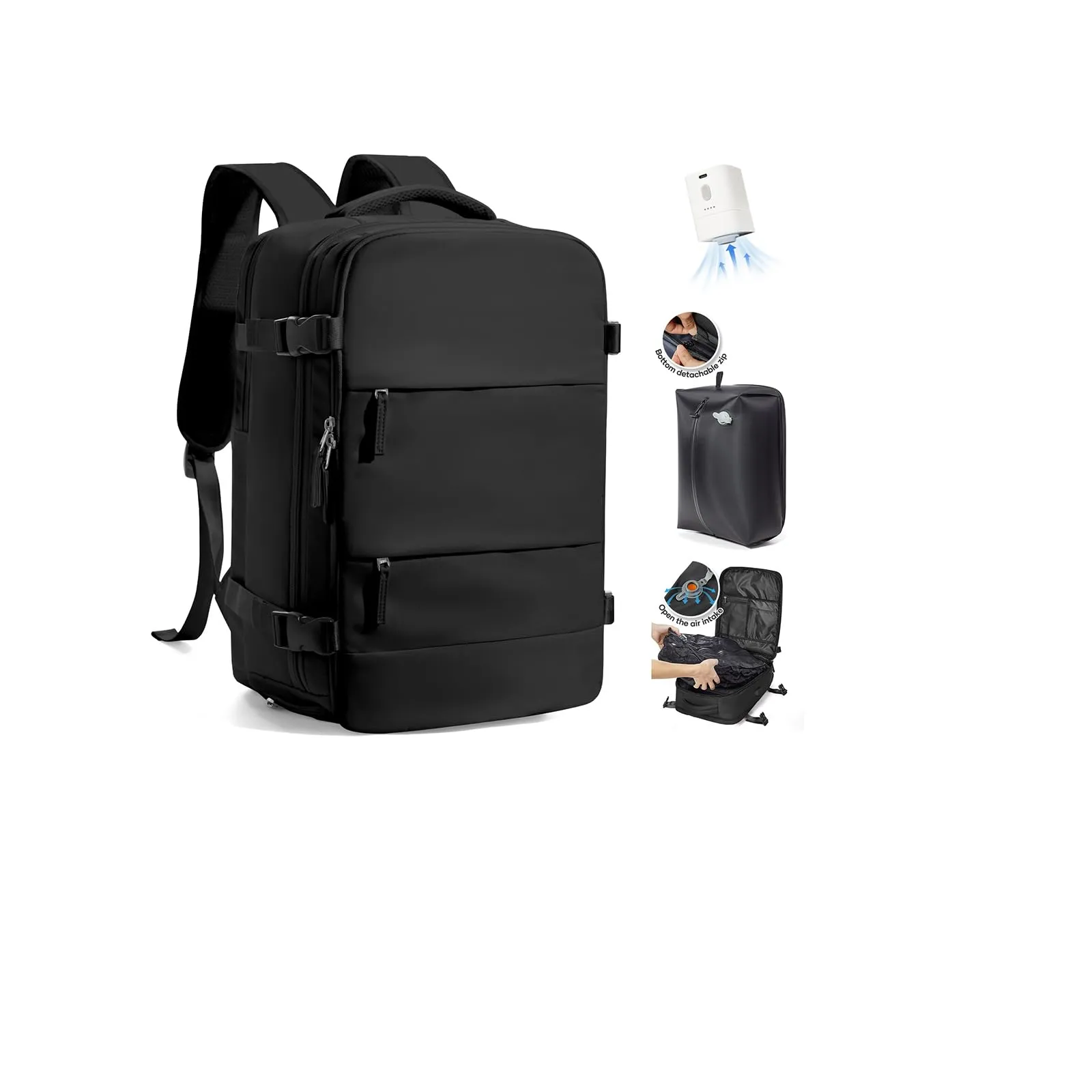 SZLX Zaino da Viaggio Sottovuoto con Pompa 40x30x20 Ryanair Wizzair Vueling Impermeabile per Laptop 14 Pollici con Scomparto Scarpe - immagine 1