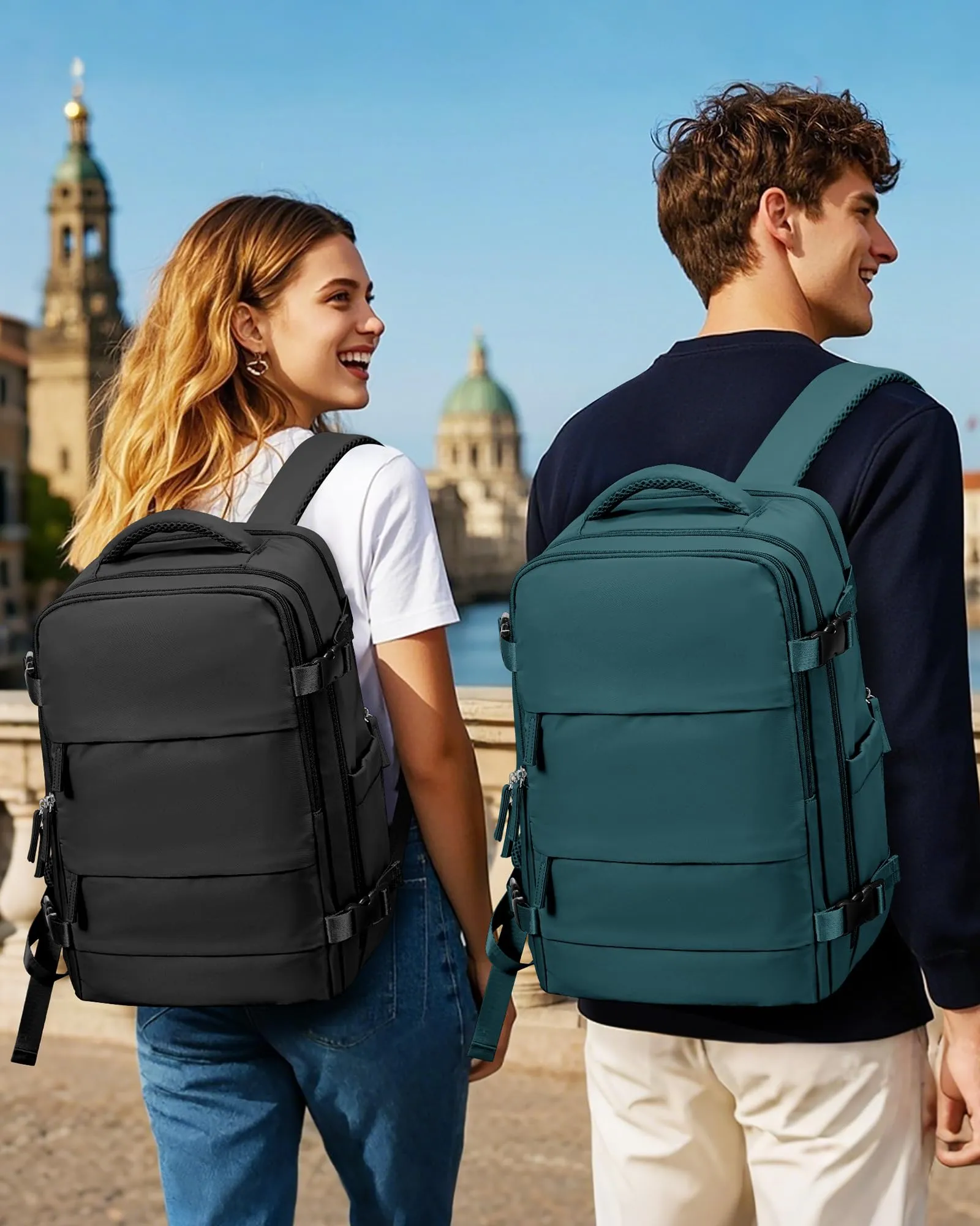 SZLX Zaino da Viaggio Sottovuoto con Pompa 40x30x20 Ryanair Wizzair Vueling Impermeabile per Laptop 14 Pollici con Scomparto Scarpe - immagine 3