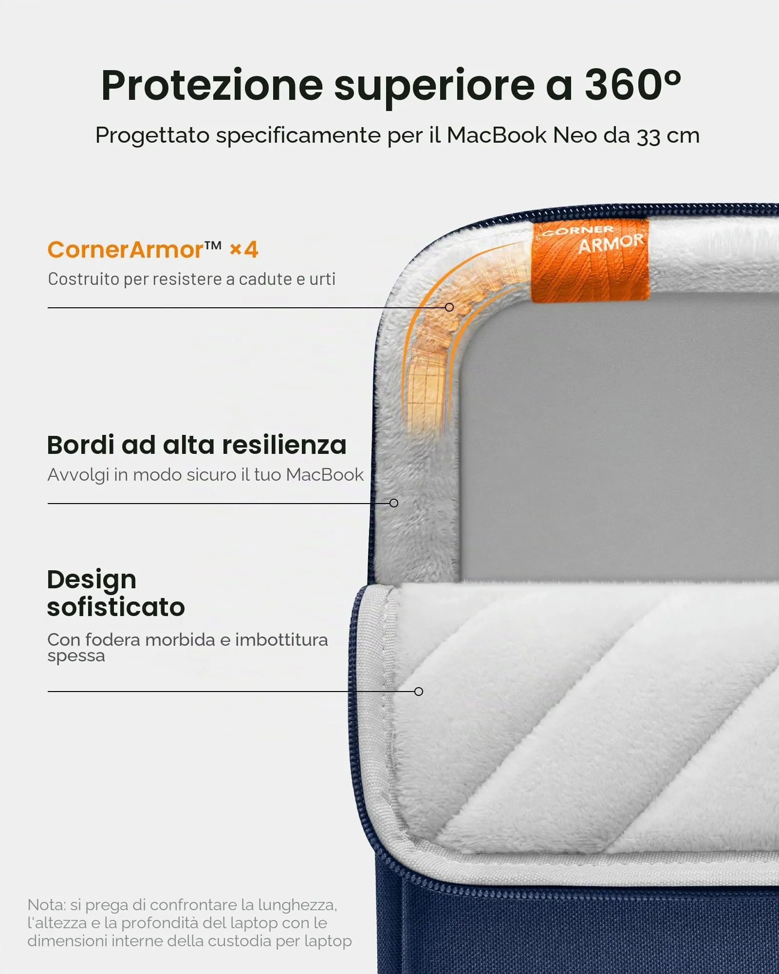 tomtoc Custodia 360° per MacBook Neo 13 Pollici A18 Pro A3404 - immagine 4