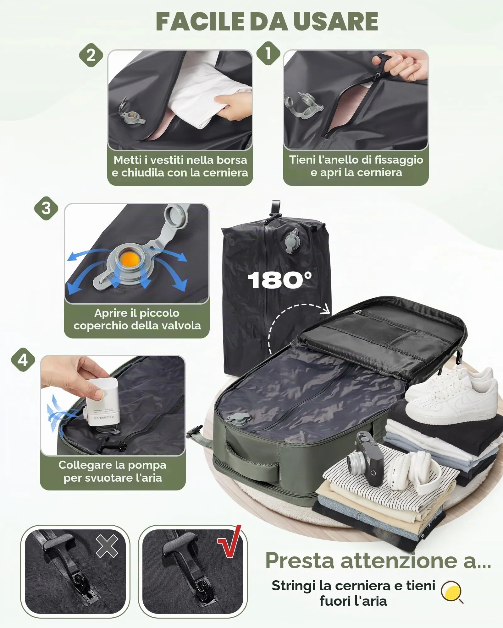 SZLX Zaino da Viaggio Sottovuoto con Pompa 40x30x20 per Ryanair Wizzair Vueling, Impermeabile con Scomparto Scarpe e Laptop 14 Pollici - immagine 6