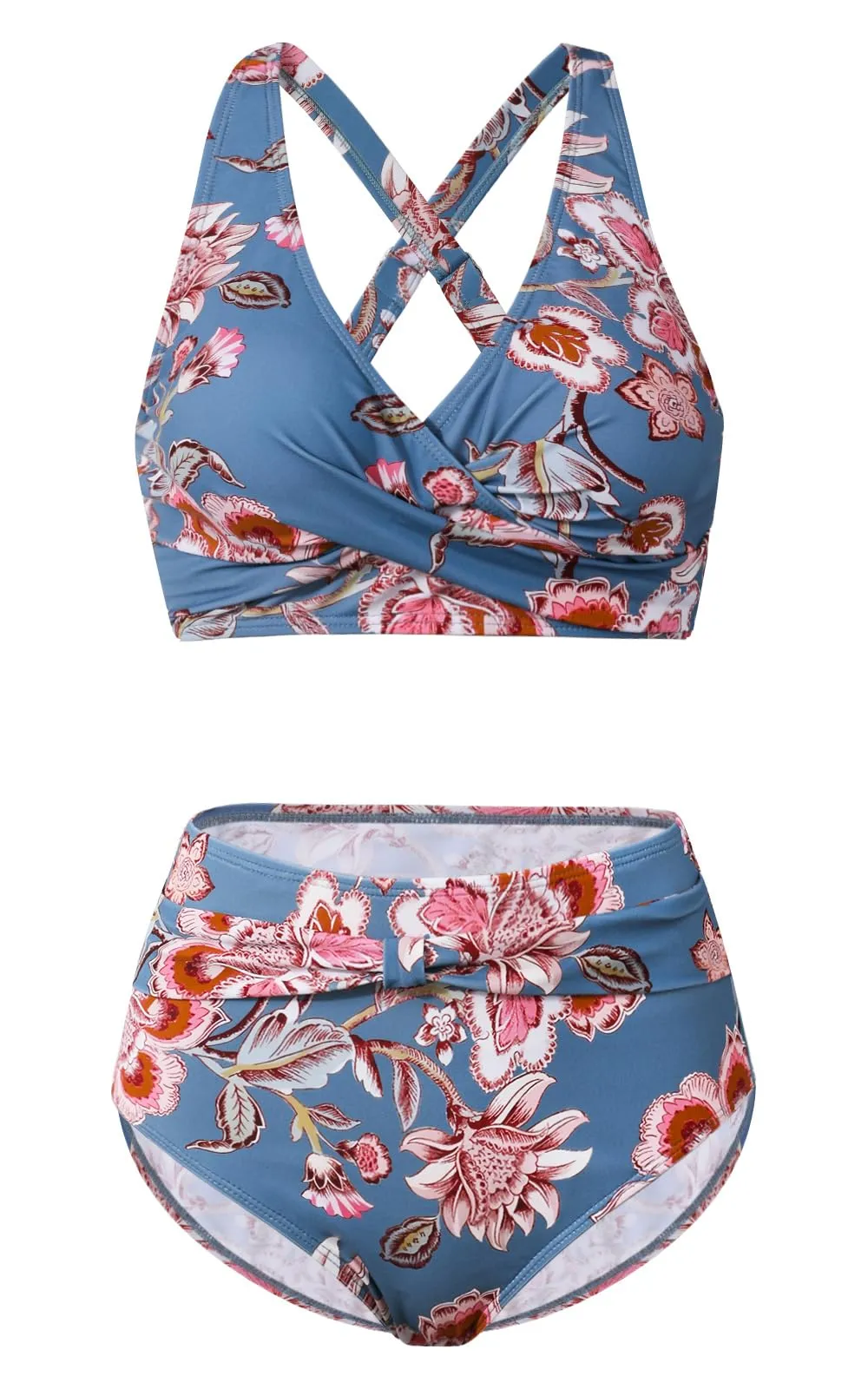 Adigaber Costume da Bagno Due Pezzi Donna Vita Alta Stampato Bikini Sets - immagine 3