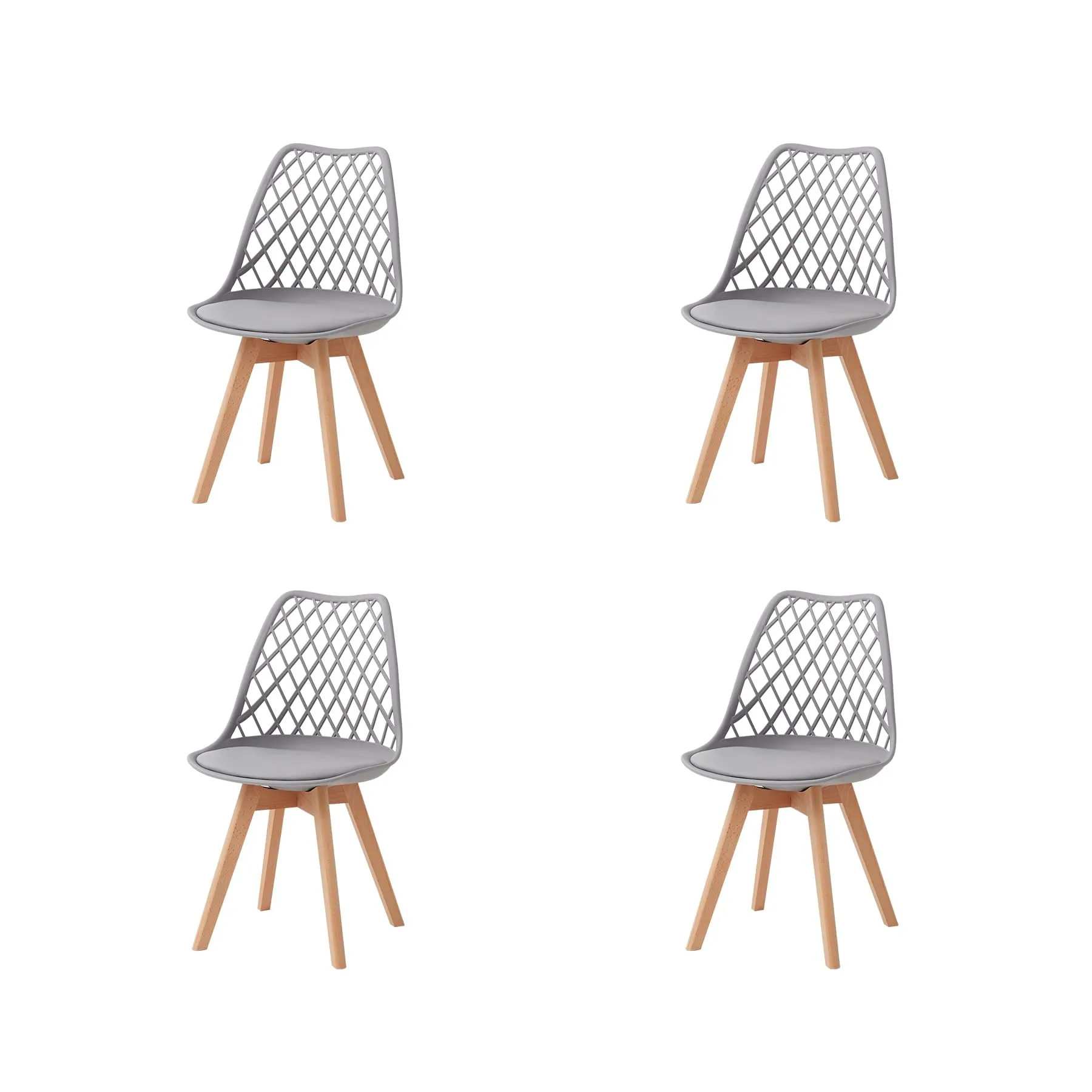 DEYARNA HOME Set di 4 Sedie da Pranzo Scandinave con Gambe in Legno, Grigio - immagine 1