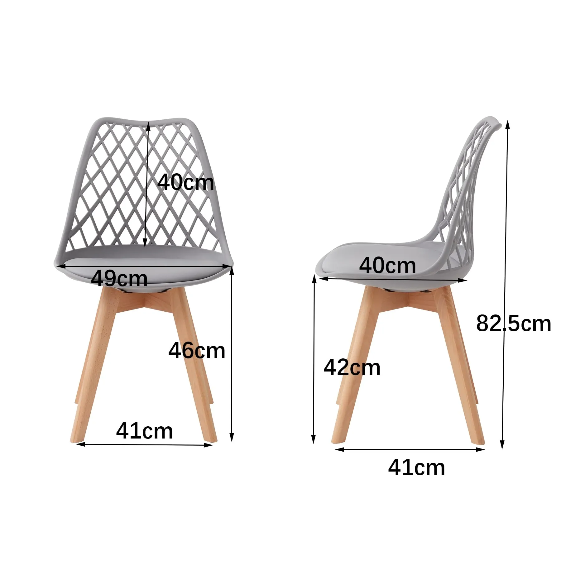 DEYARNA HOME Set di 4 Sedie da Pranzo Scandinave con Gambe in Legno, Grigio - immagine 2