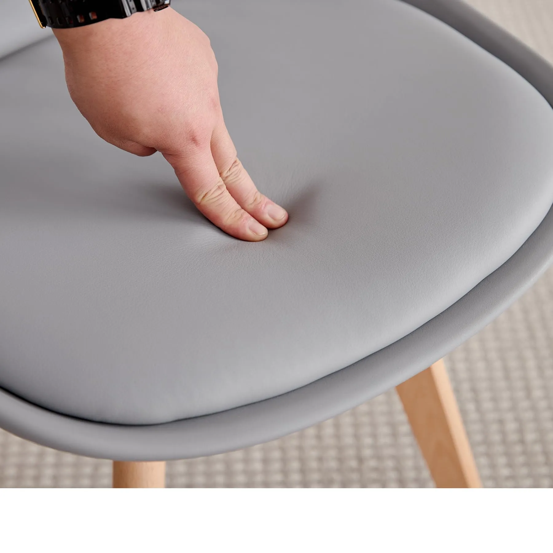 DEYARNA HOME Set di 4 Sedie da Pranzo Scandinave con Gambe in Legno, Grigio - immagine 6