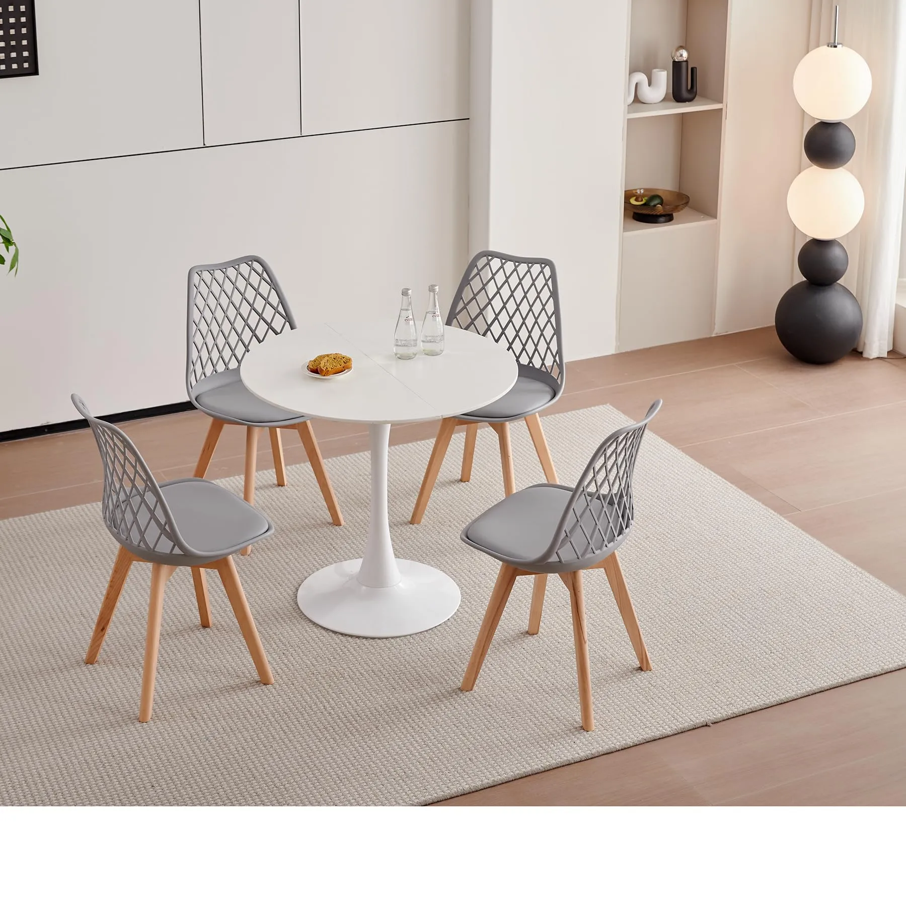 DEYARNA HOME Set di 4 Sedie da Pranzo Scandinave con Gambe in Legno, Grigio - immagine 9