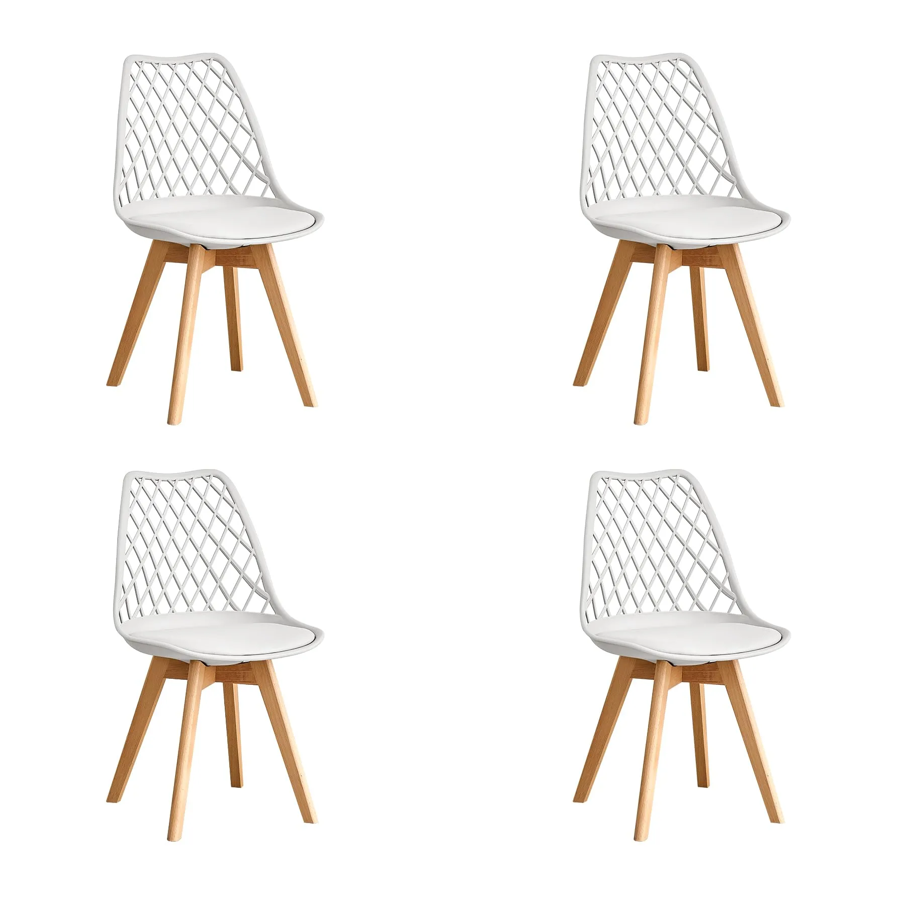 DEYARNA HOME Set di 4 Sedie da Pranzo Scandinave con Gambe in Legno, Bianco - immagine 1